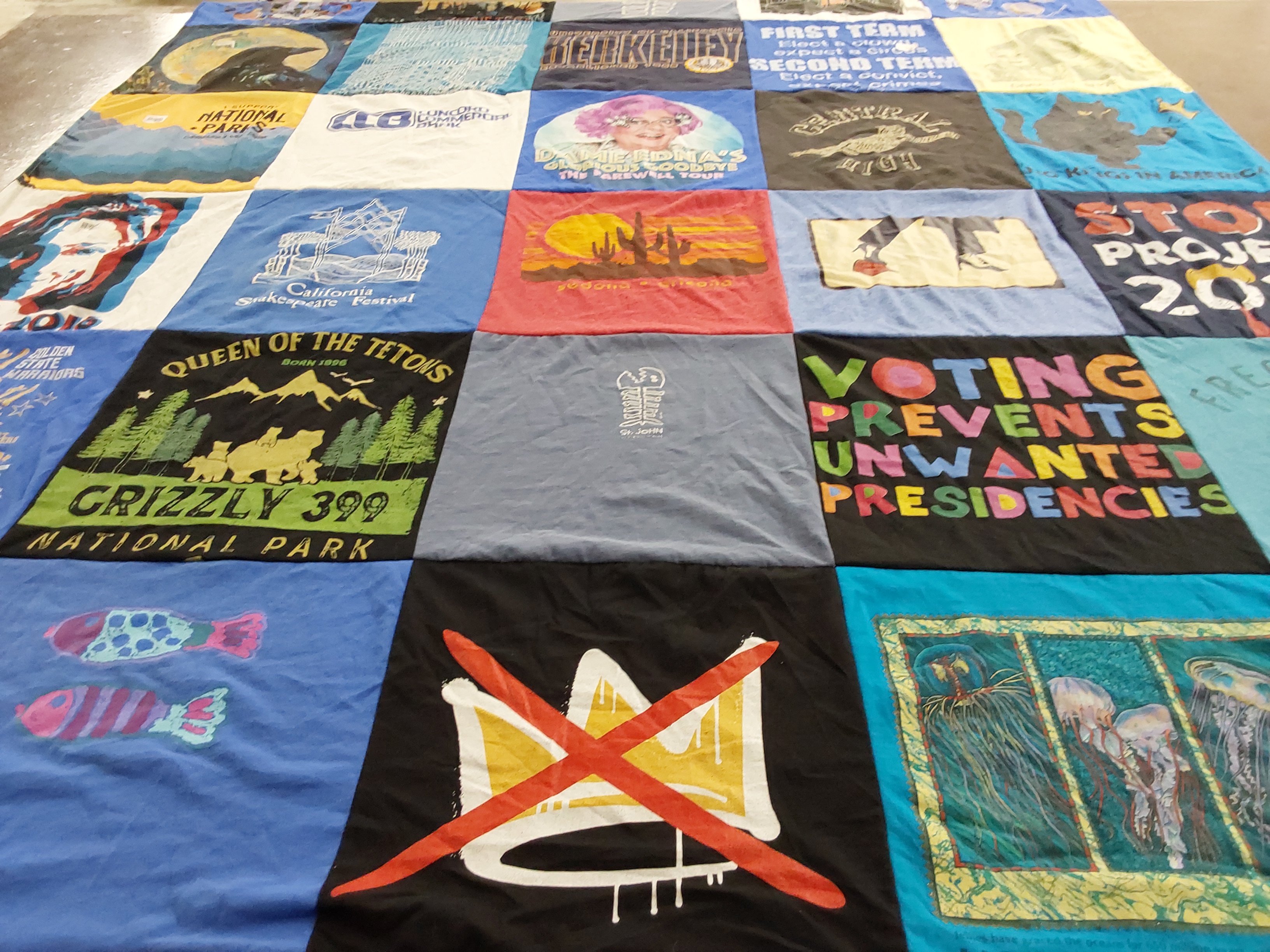 T-shirt quilt from golden state college by Jeanne from CA