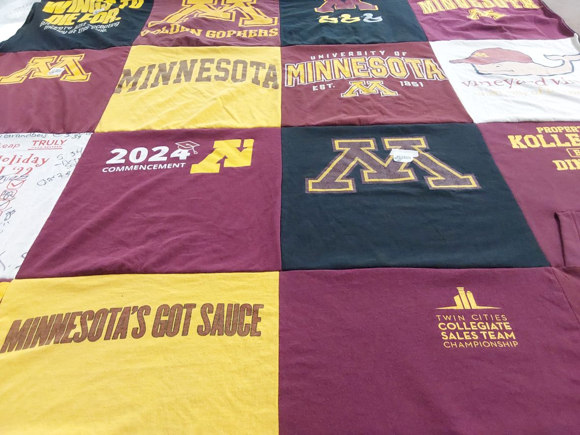 T-shirt quilt featuring golden gophers by Michelle from WI
