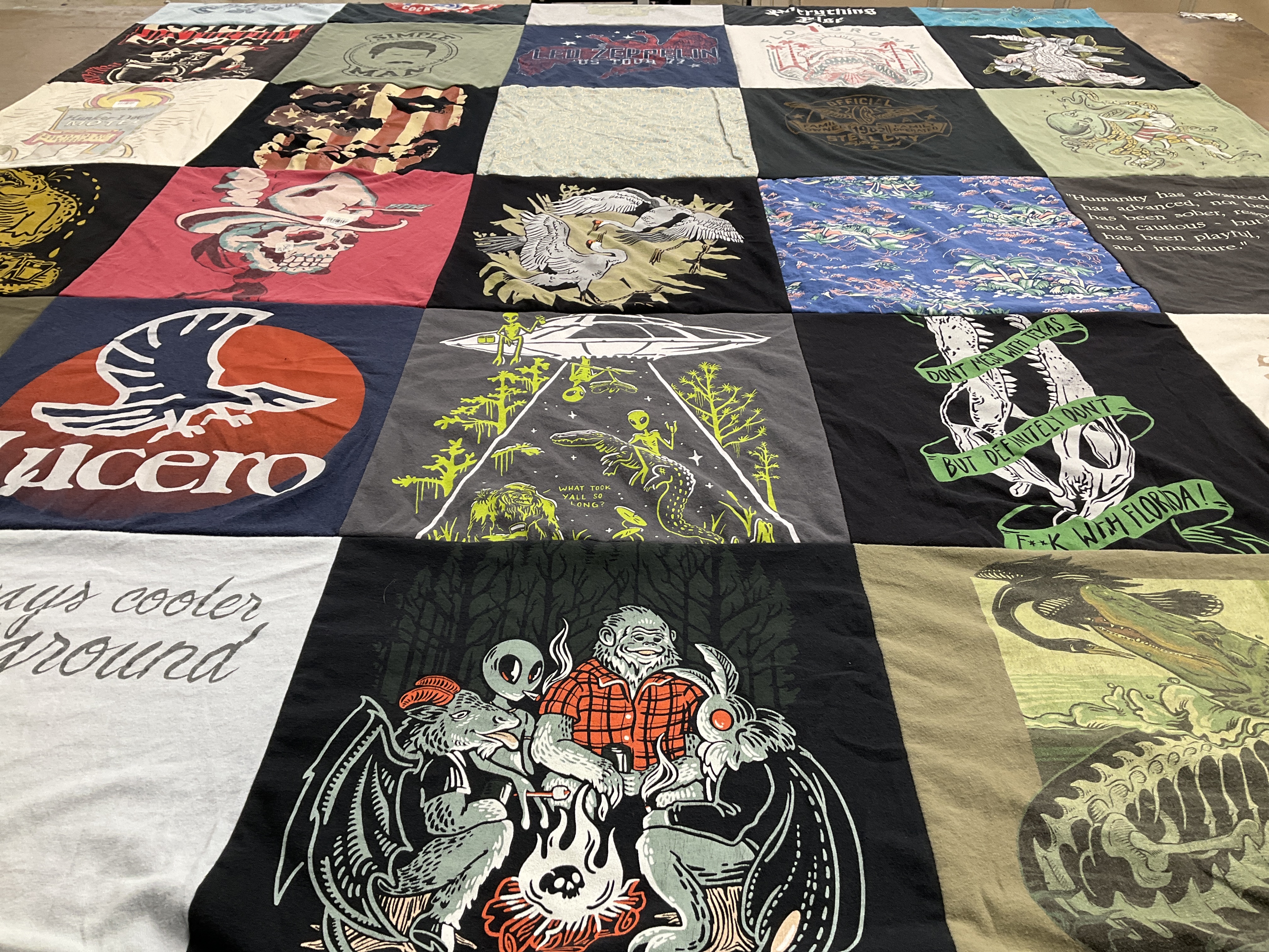 T-shirt quilt with music, art themes by Robert from FL