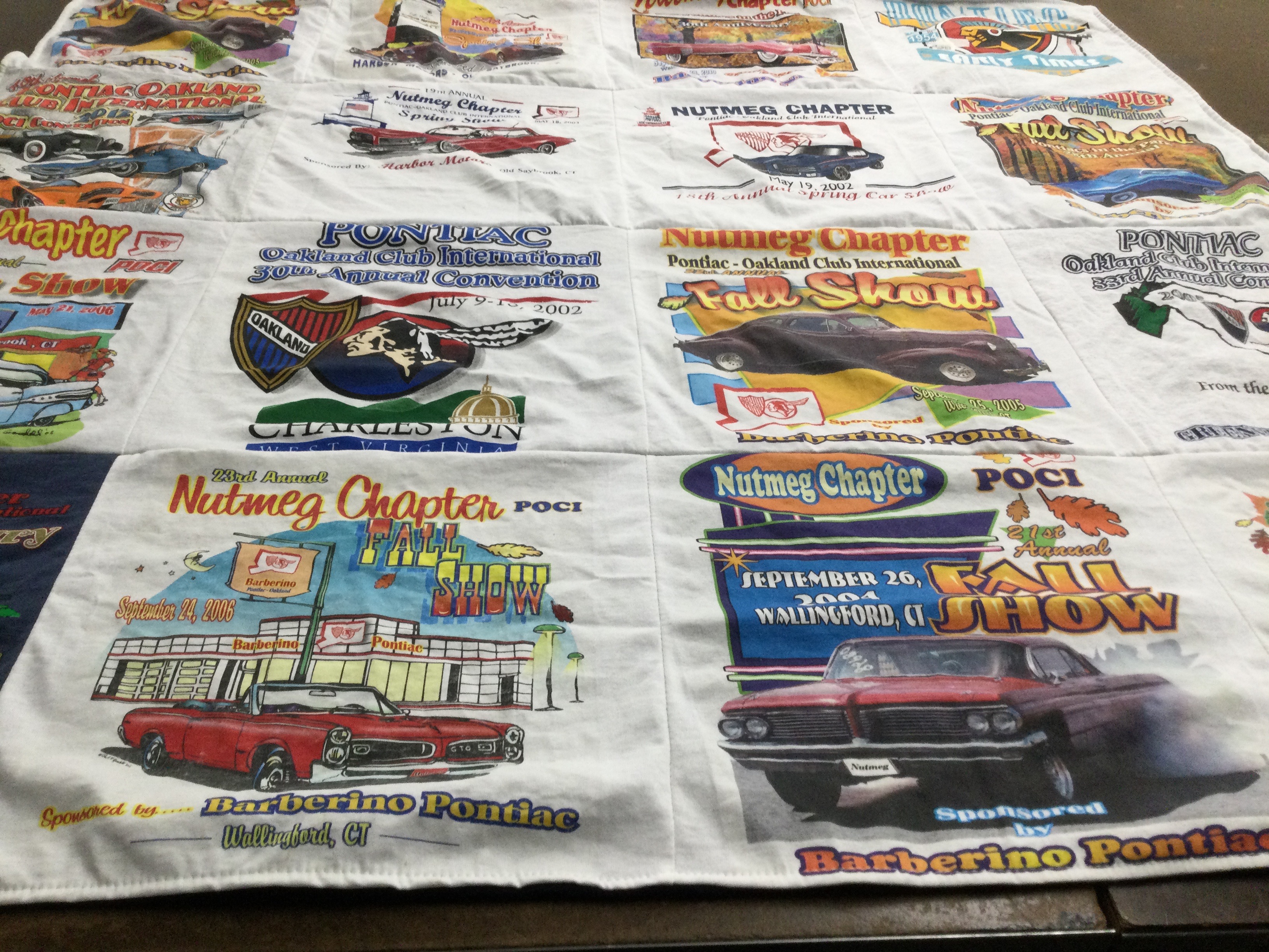 T-shirt quilt with cars, automobiles themes by Lanete from TX