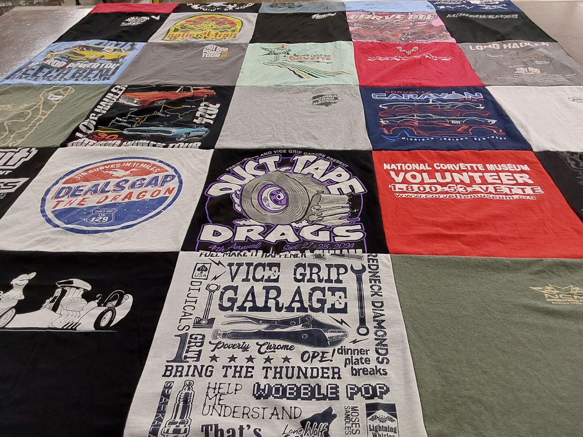 T-shirt quilt with cars, racing themes by Carlos from IN