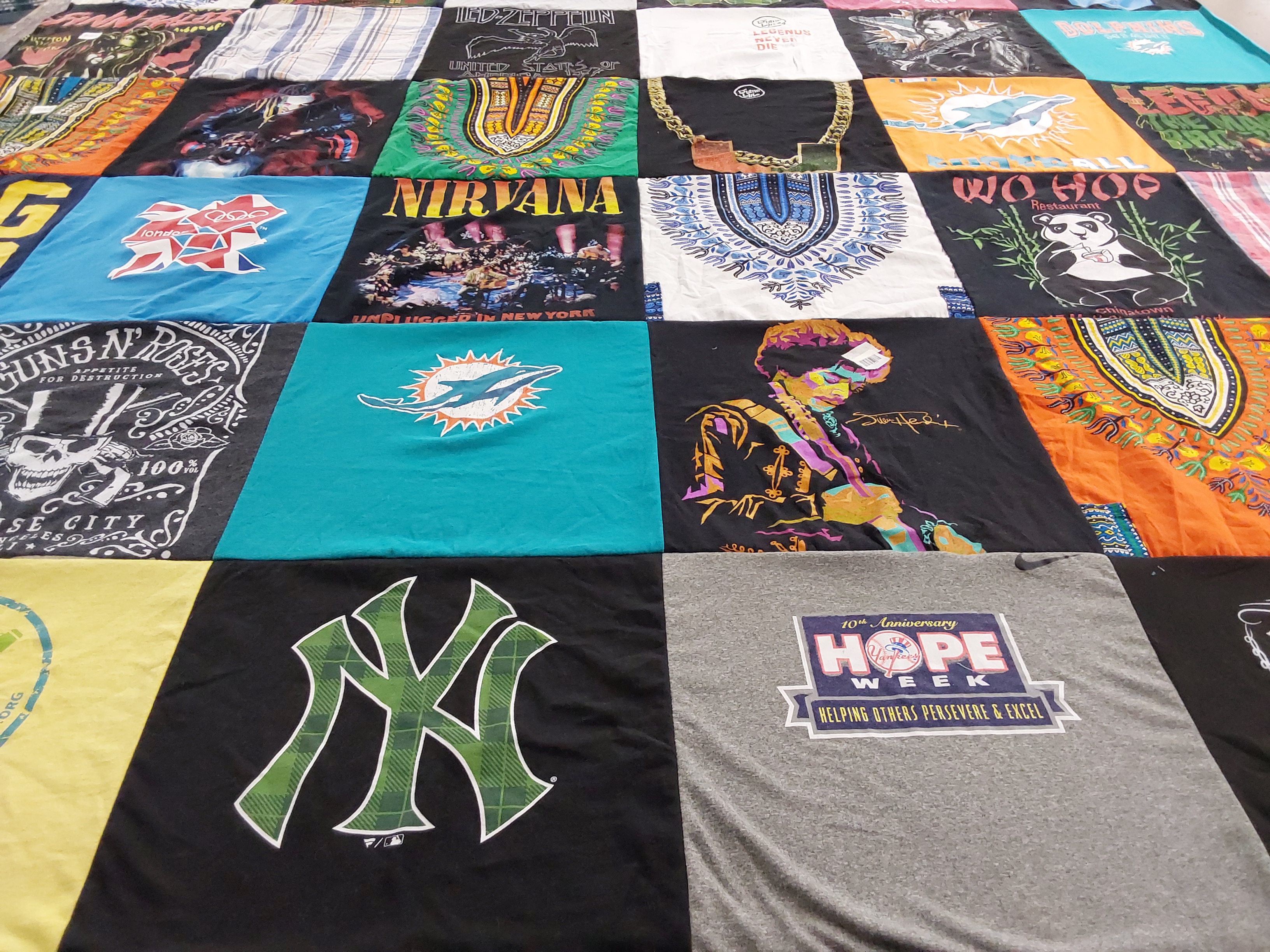 T-shirt quilt featuring miami dolphins, new york yankees by RICK from FL