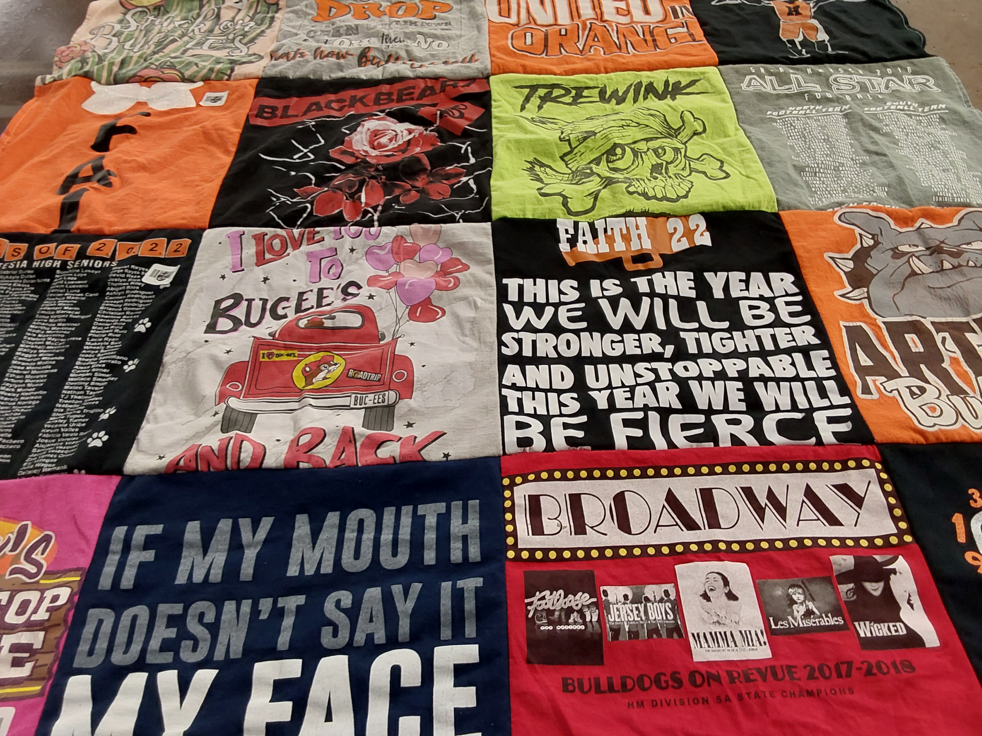 T-shirt quilt featuring bulldogs by Pam from NM