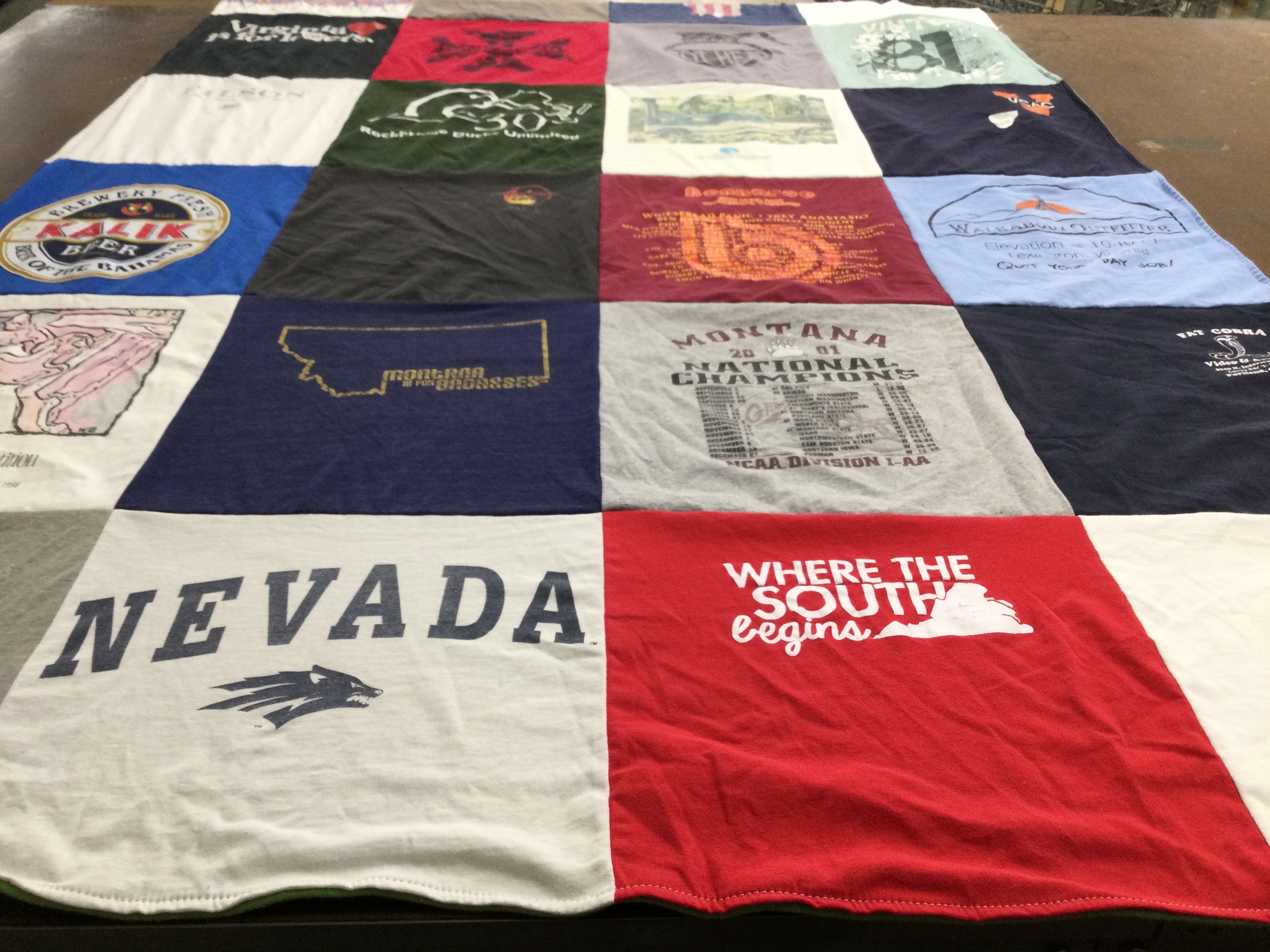 T-shirt quilt featuring montana national champions by Marguerite from VA