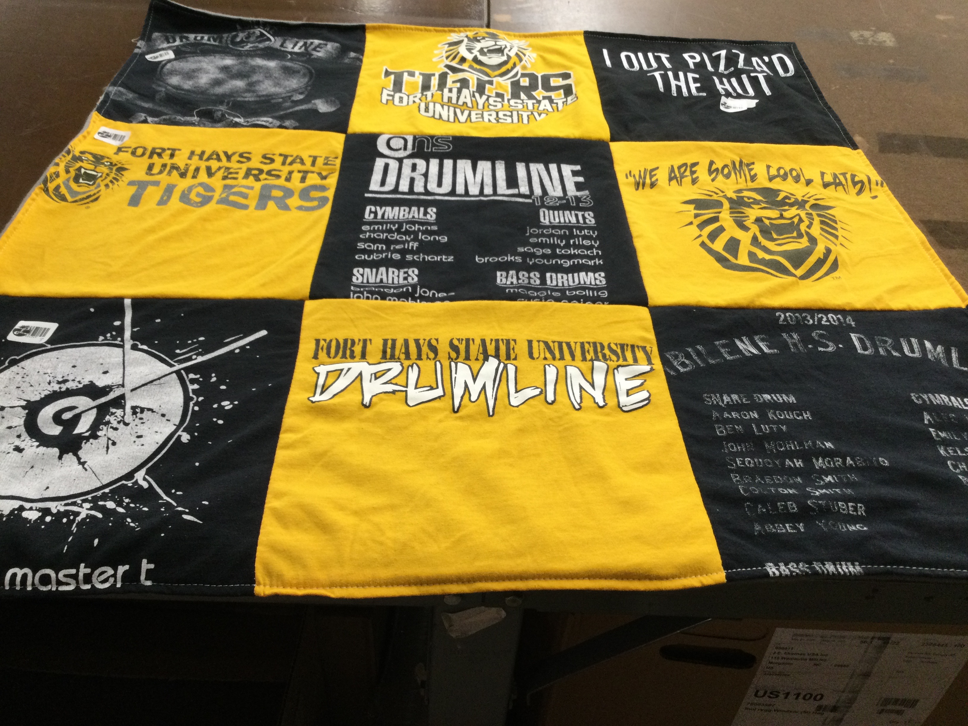 T-shirt quilt featuring fort hays state university tigers, fort hays state university drumline by Janette from KS