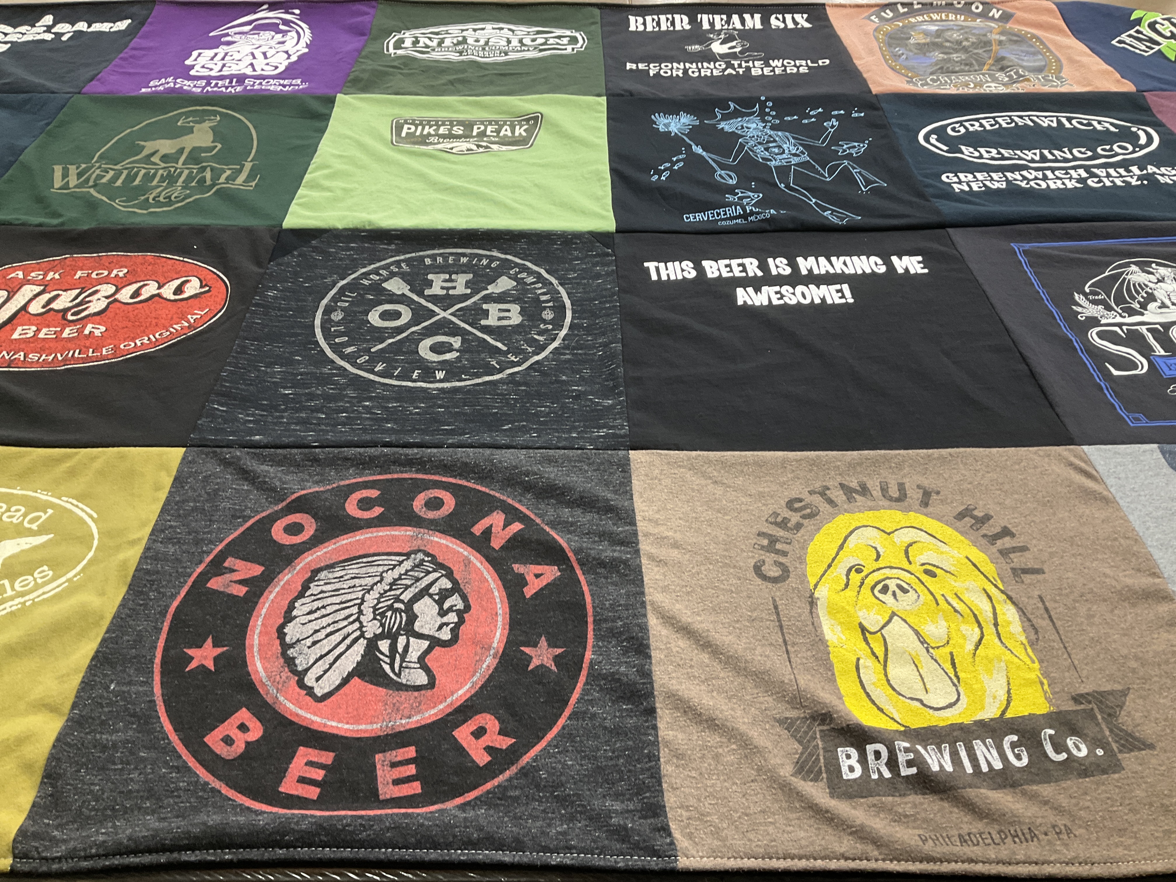 T-shirt quilt with craft beer, brewing themes by ROBERT from PA