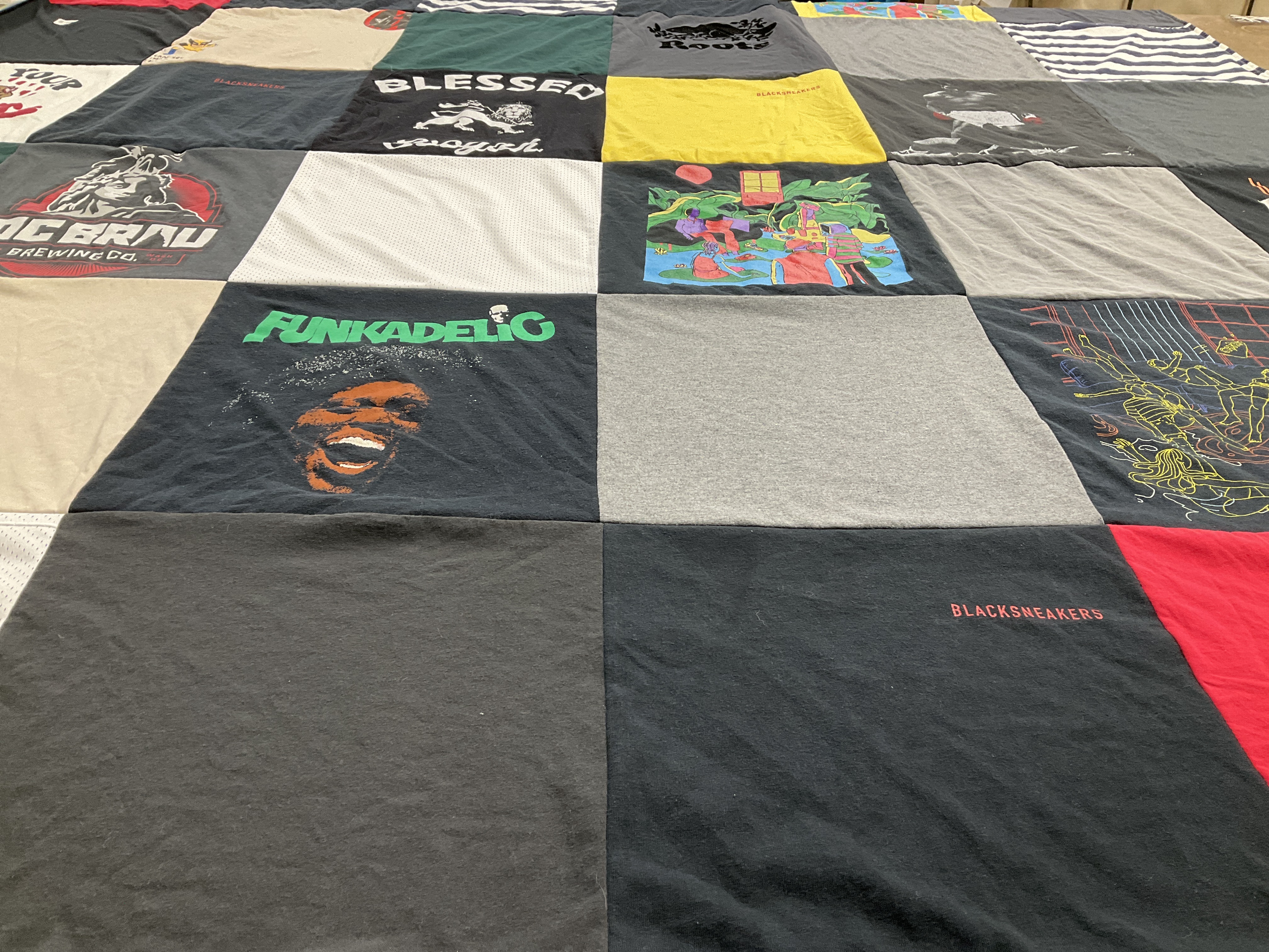 T-shirt quilt with music, art themes by Arianna from VA