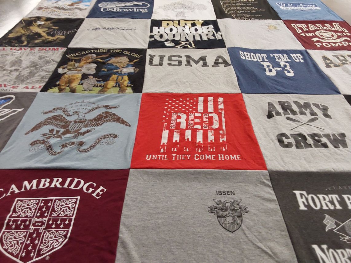 T-shirt quilt featuring army crew by Mary from NY