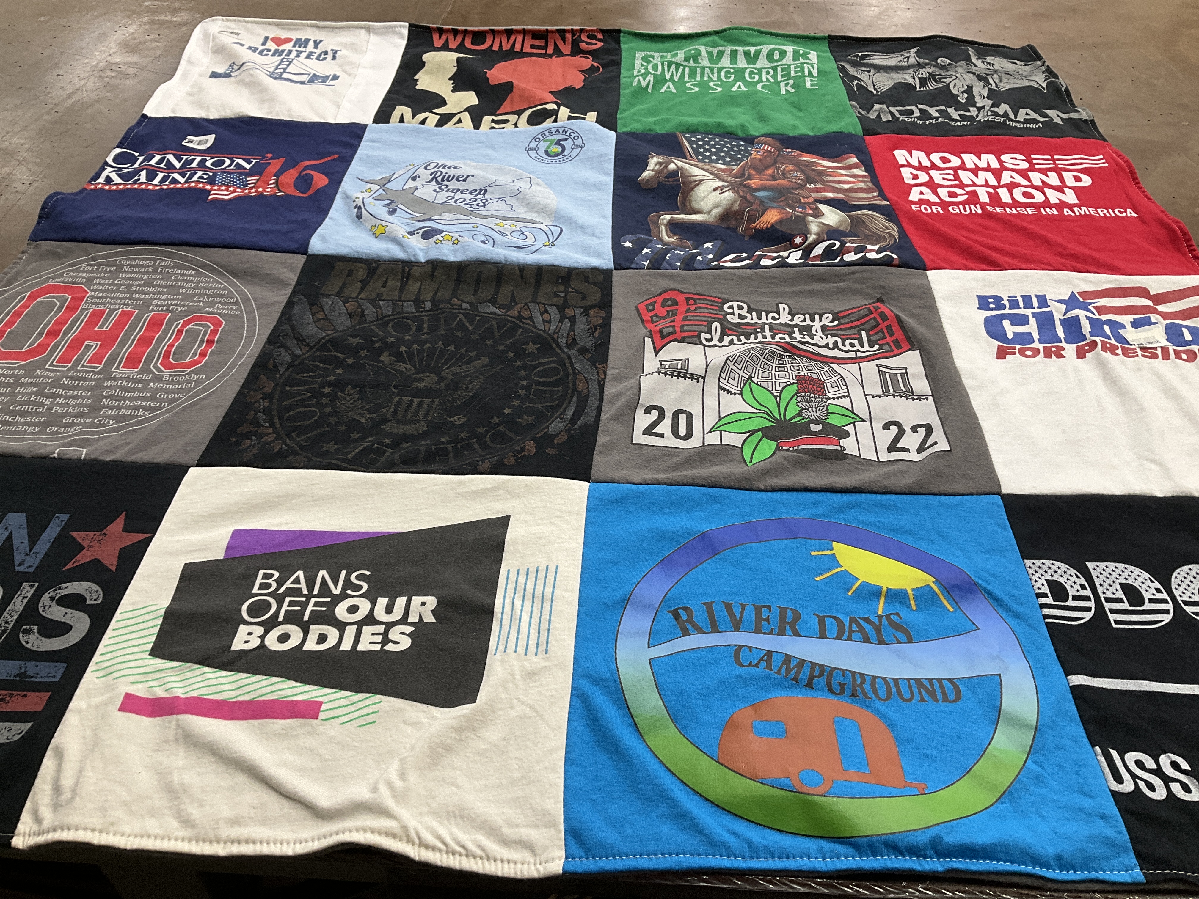 T-shirt quilt from buckeye institutional college by Rebecca from OH