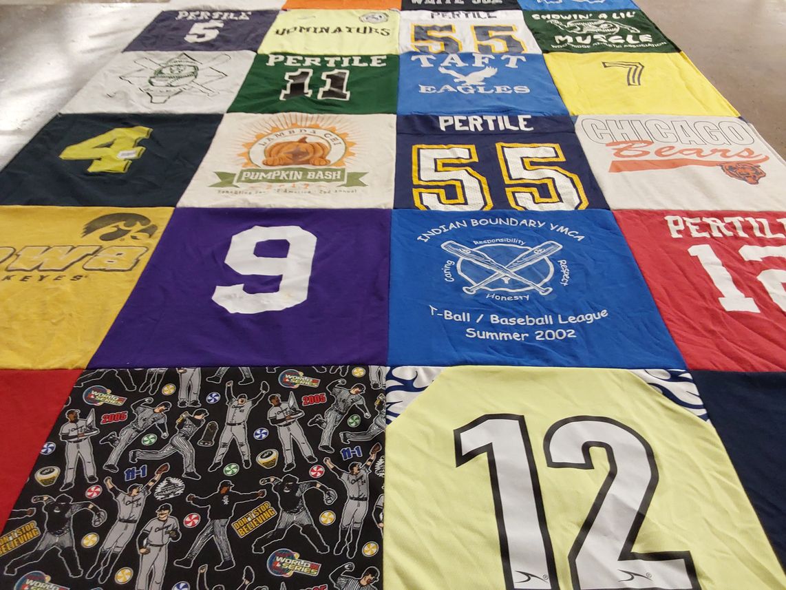 T-shirt quilt featuring iowa hawkeyes by Lara from IL