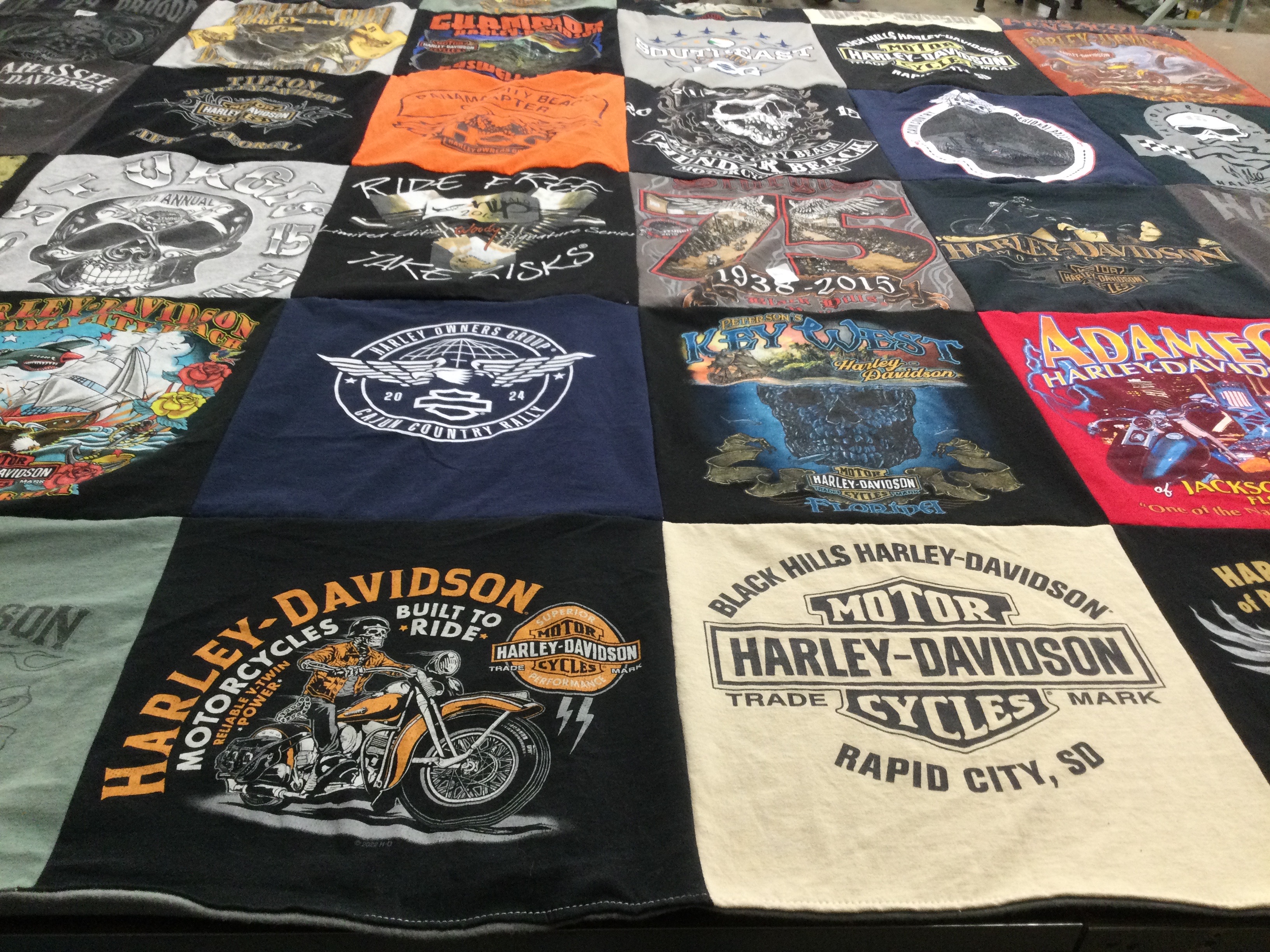 T-shirt quilt with motorcycling, biking themes by Keith from FL