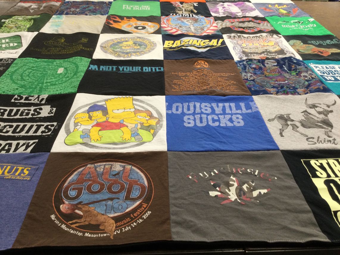 T-shirt quilt with music, festivals themes by Regenia from KY