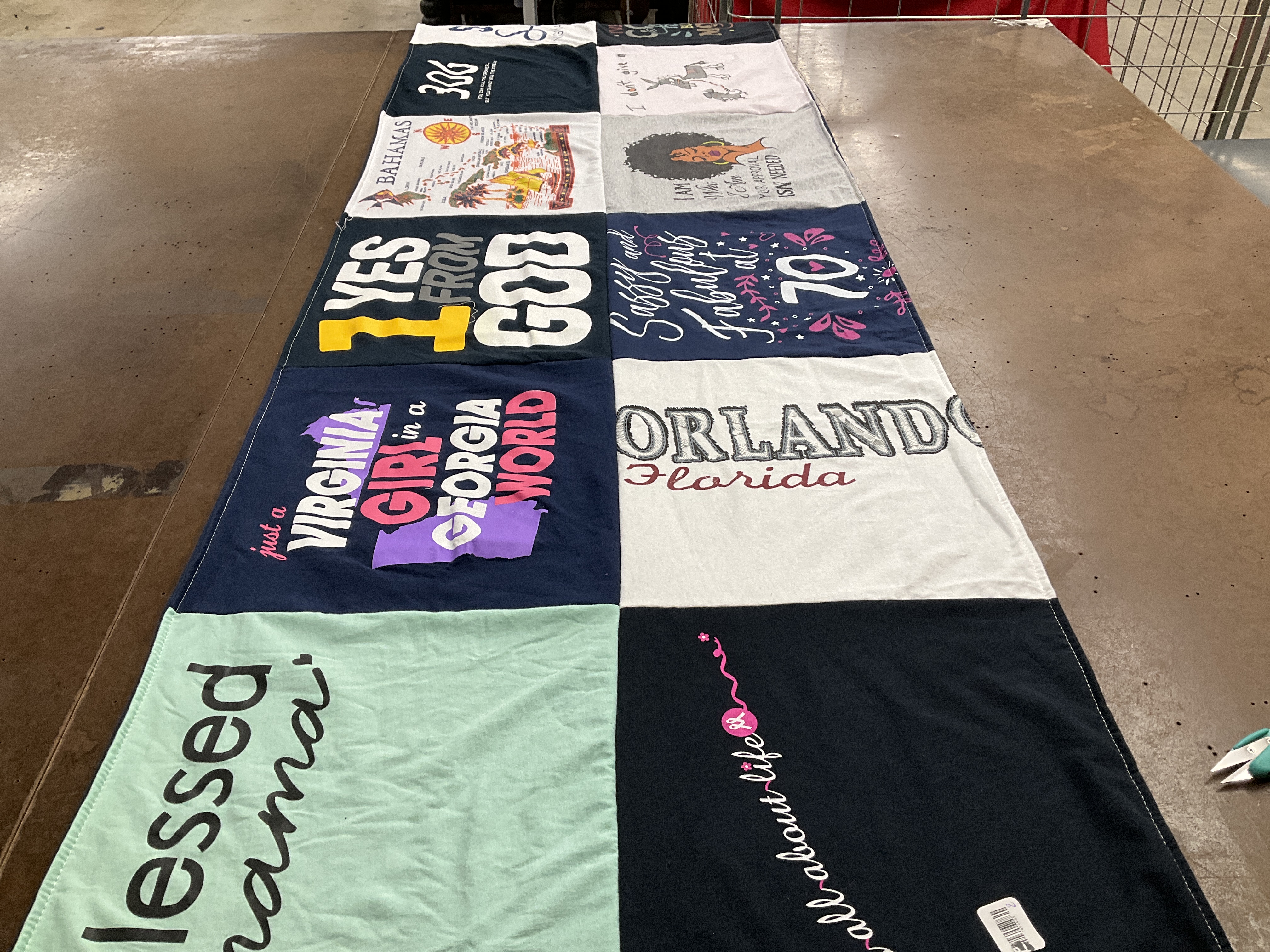 T-shirt quilt with travel, family themes by TONYA from GA