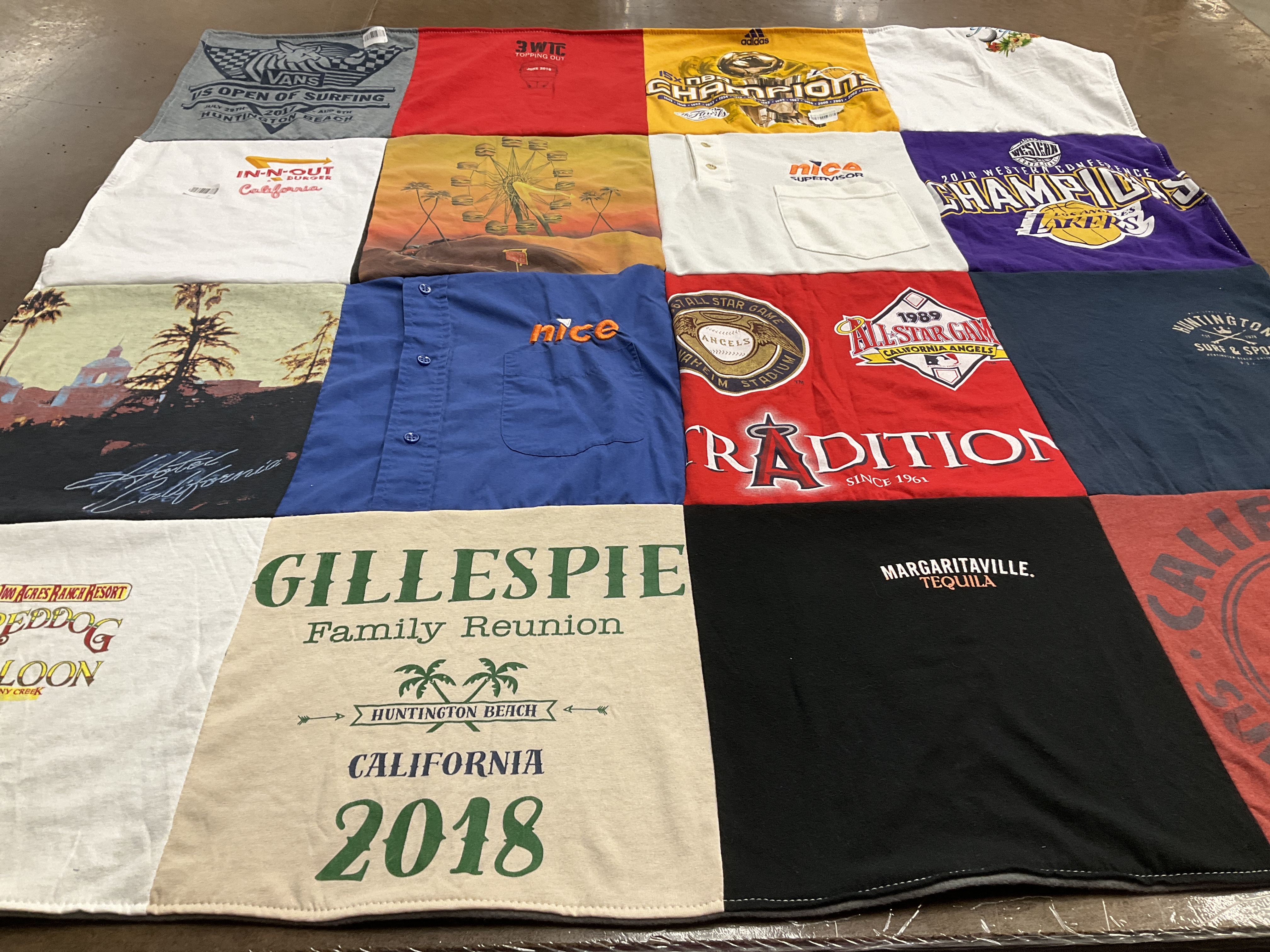 T-shirt quilt featuring los angeles lakers, los angeles angels by Rose from NY
