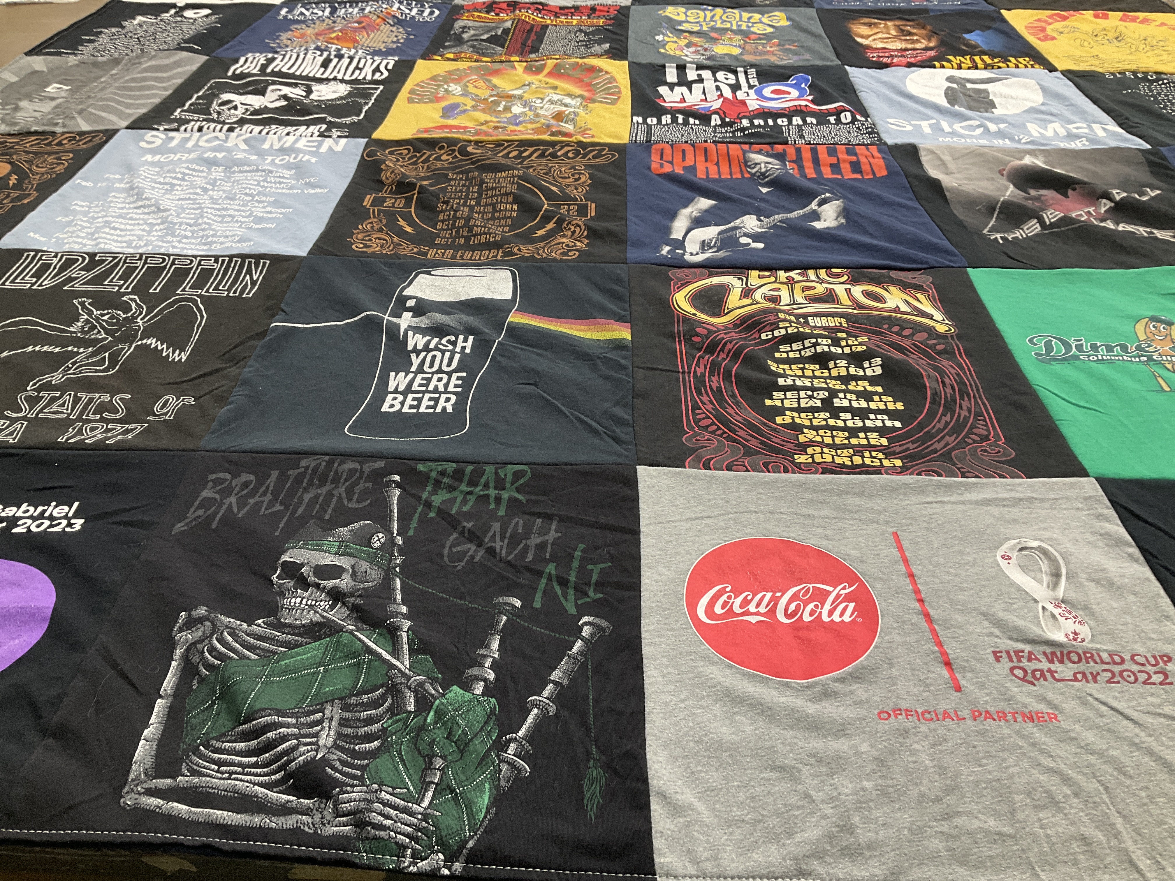 T-shirt quilt with music, sports themes by Melissa from OH
