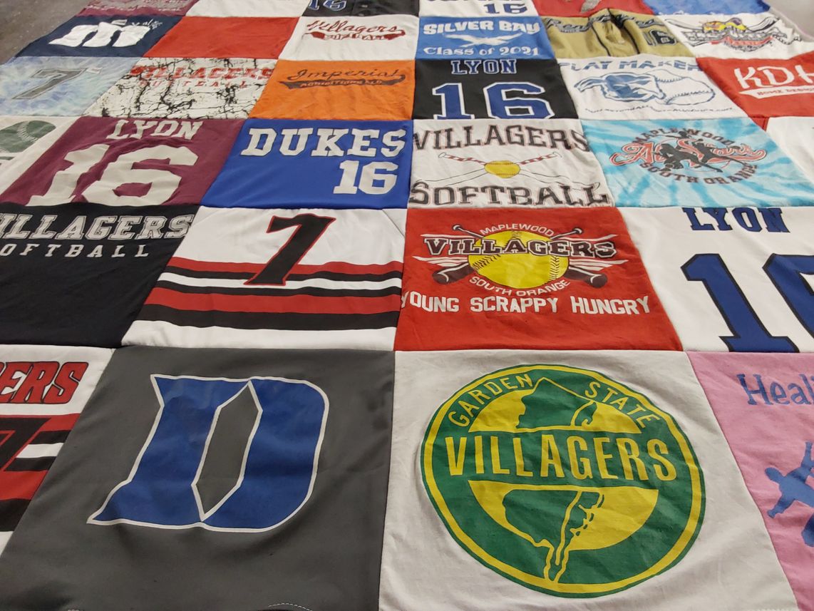 T-shirt quilt featuring dukes, villagers softball by Lyza from NJ