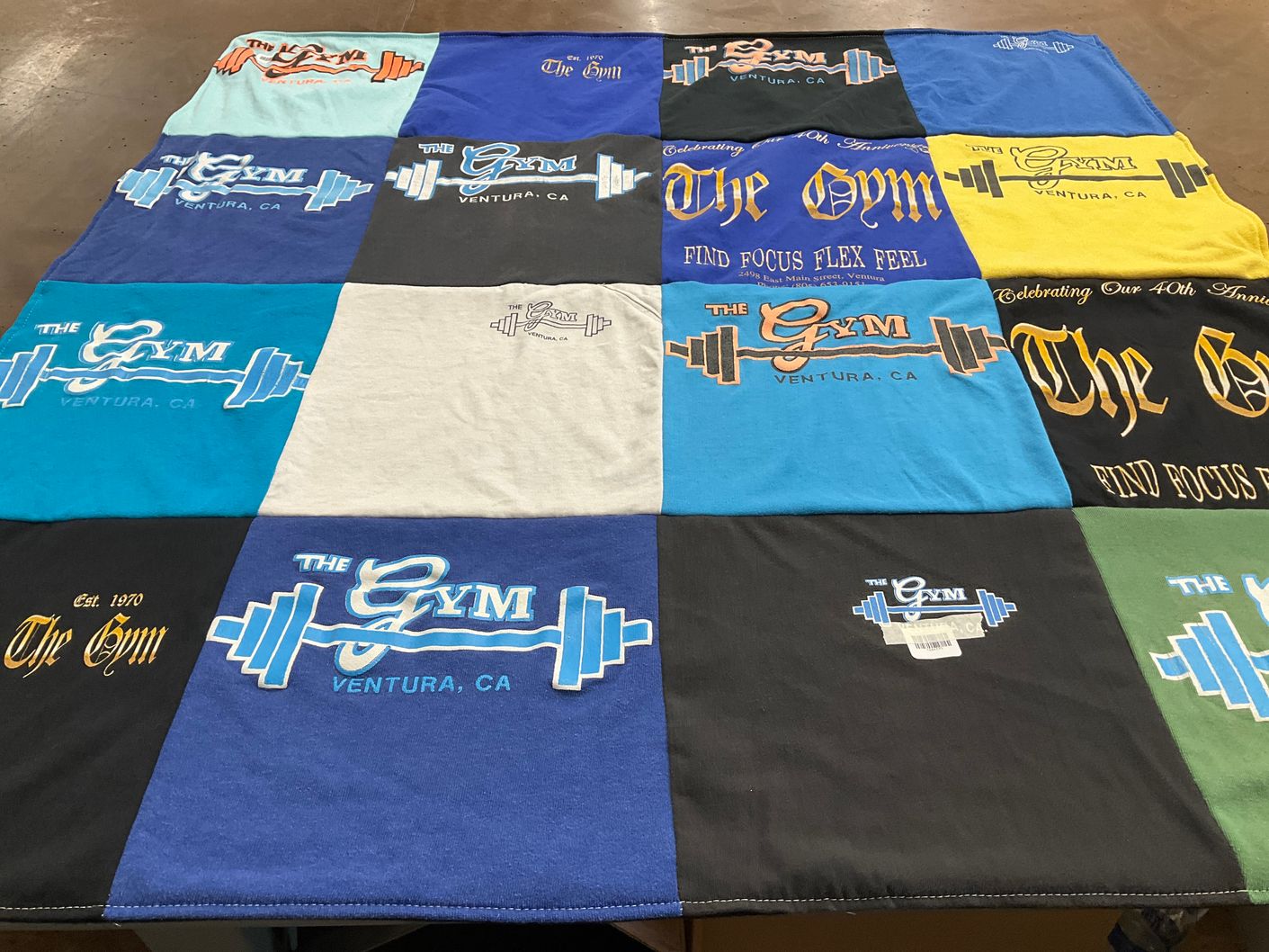 T-shirt quilt with fitness, exercise themes by Dani from SC