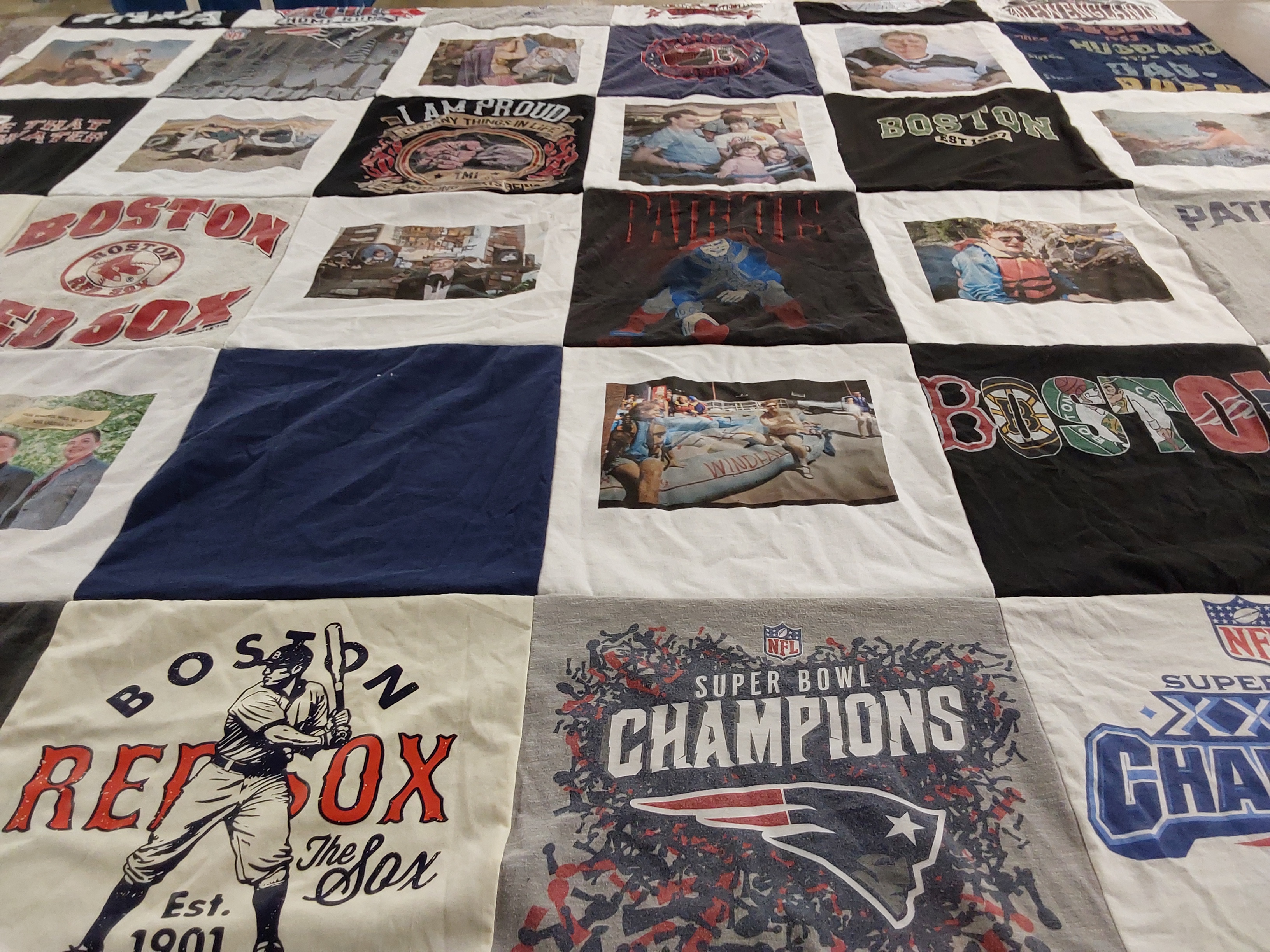 T-shirt quilt featuring boston red sox, new england patriots by Audrie from FL