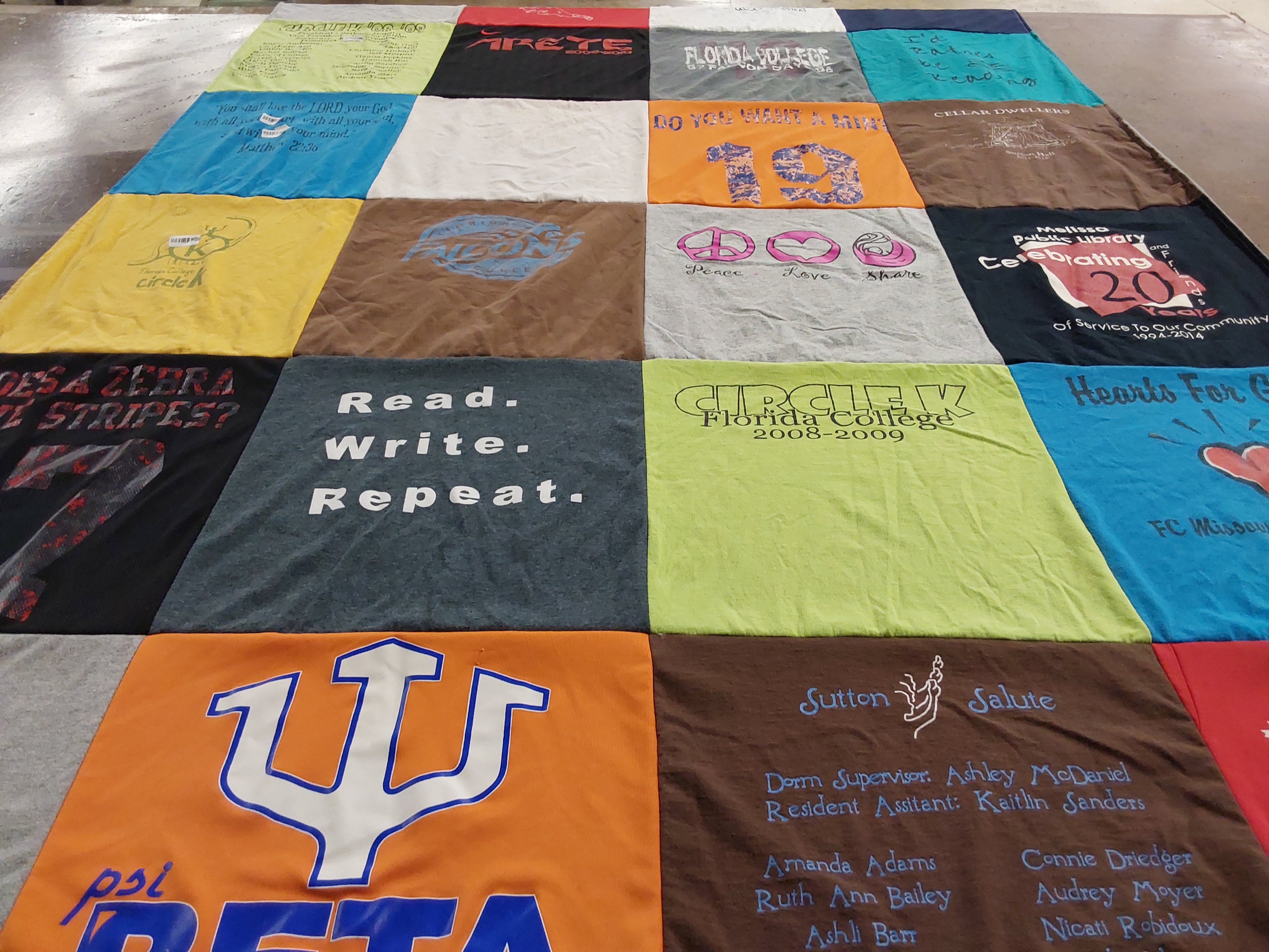 T-shirt quilt from florida college by Britni from AL