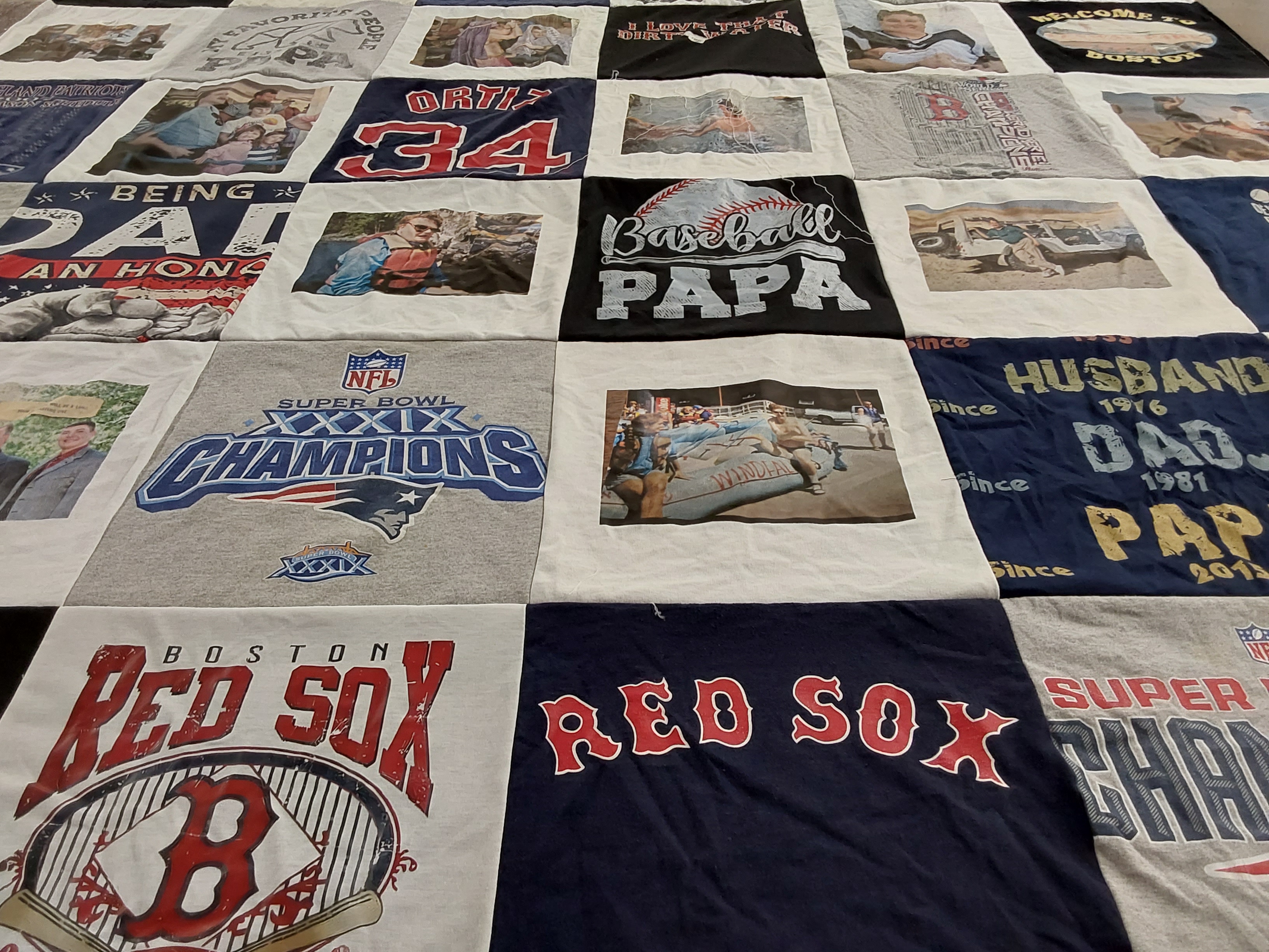 T-shirt quilt featuring new england patriots, boston red sox by Audrie from GA