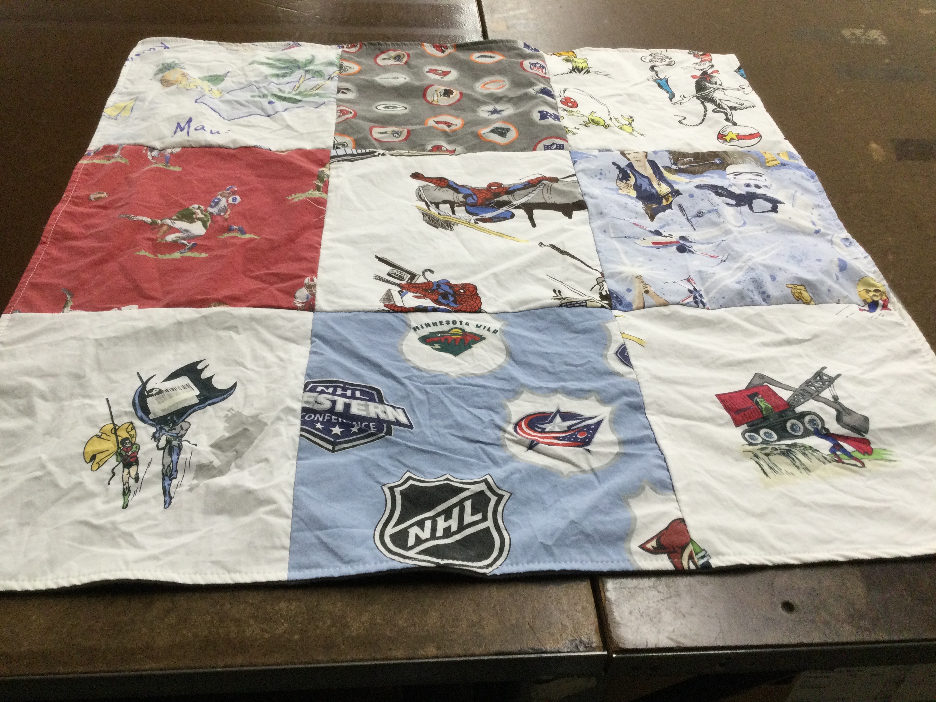 T-shirt quilt featuring minnesota wild, columbus blue jackets by Staci from CA
