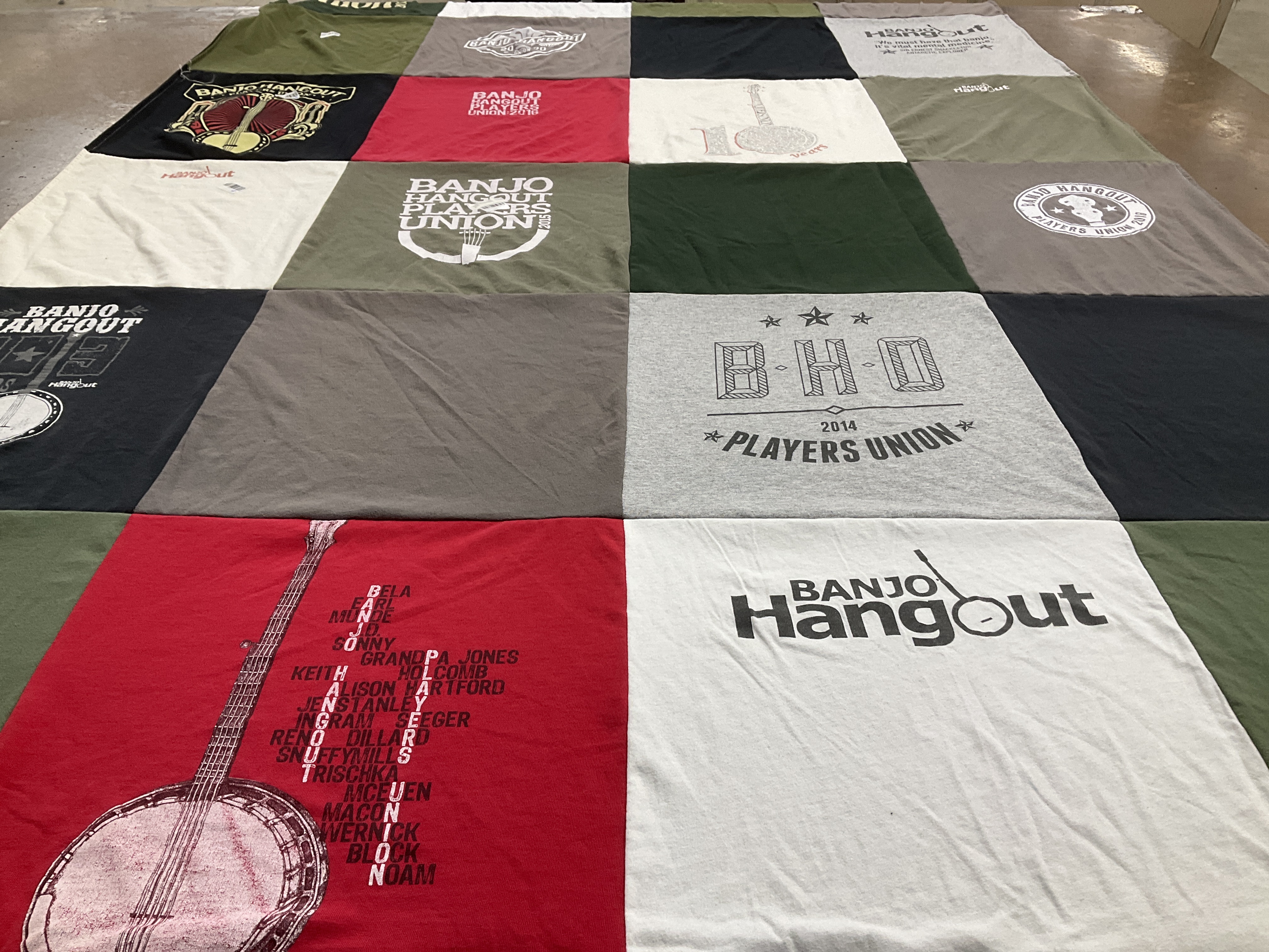 T-shirt quilt with banjo, bluegrass music themes by Sophia  from GA