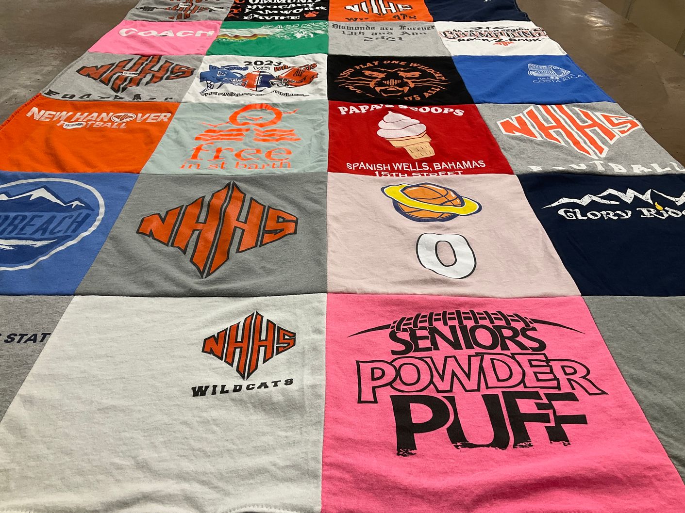 T-shirt quilt featuring new hanover high school wildcats by Allison from NC