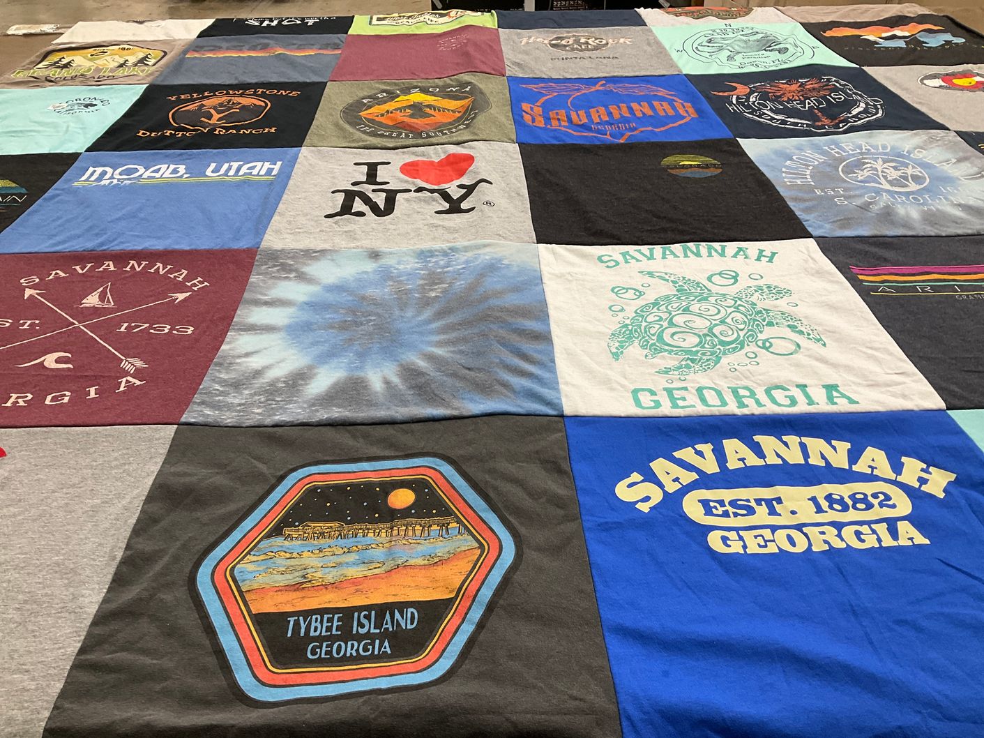 T-shirt quilt with travel, nature themes by Debra from SC