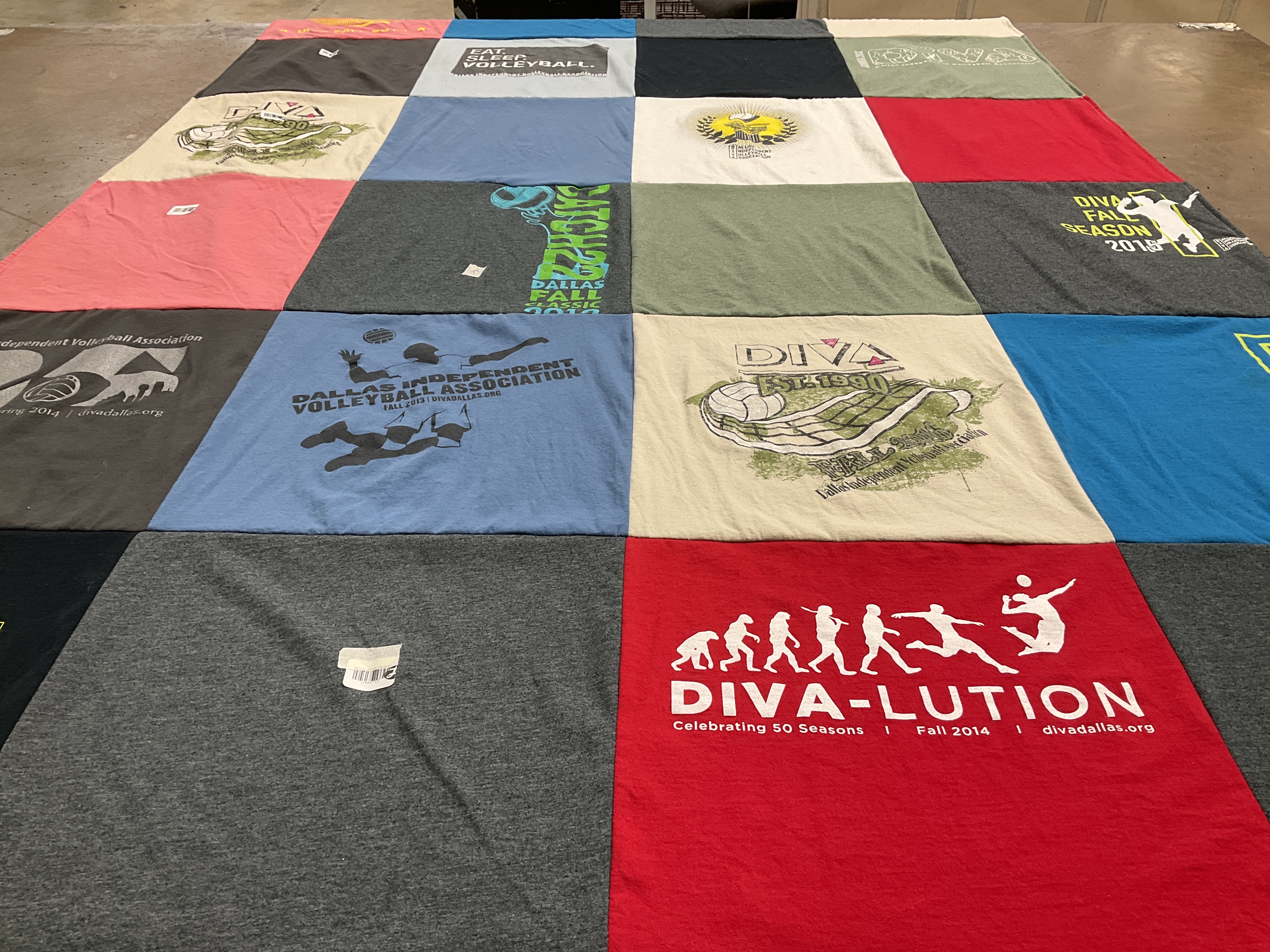 T-shirt quilt with volleyball, sports themes by Jeff from TX