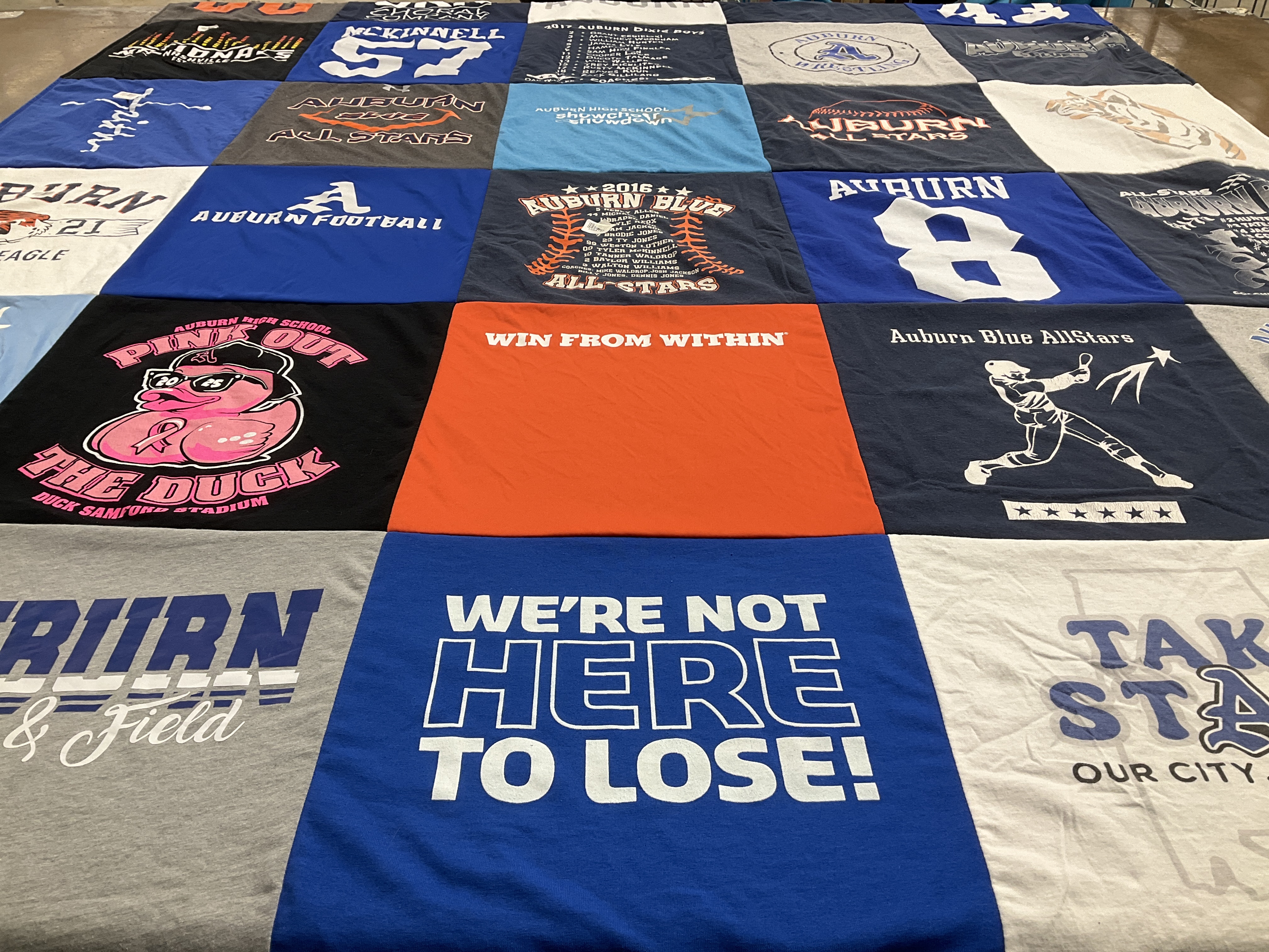 T-shirt quilt featuring auburn blue allstars by Brandy from AL