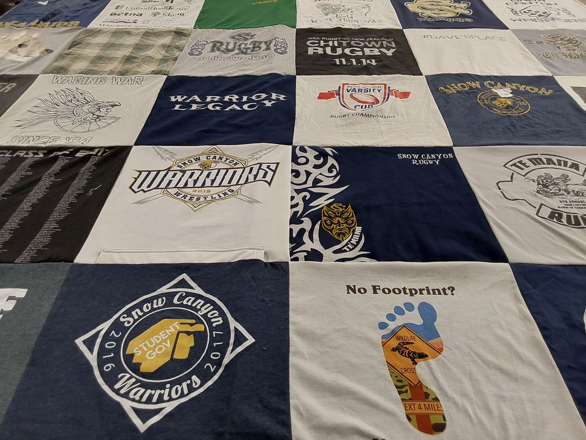 T-shirt quilt featuring snow canyon warriors by Ember from UT