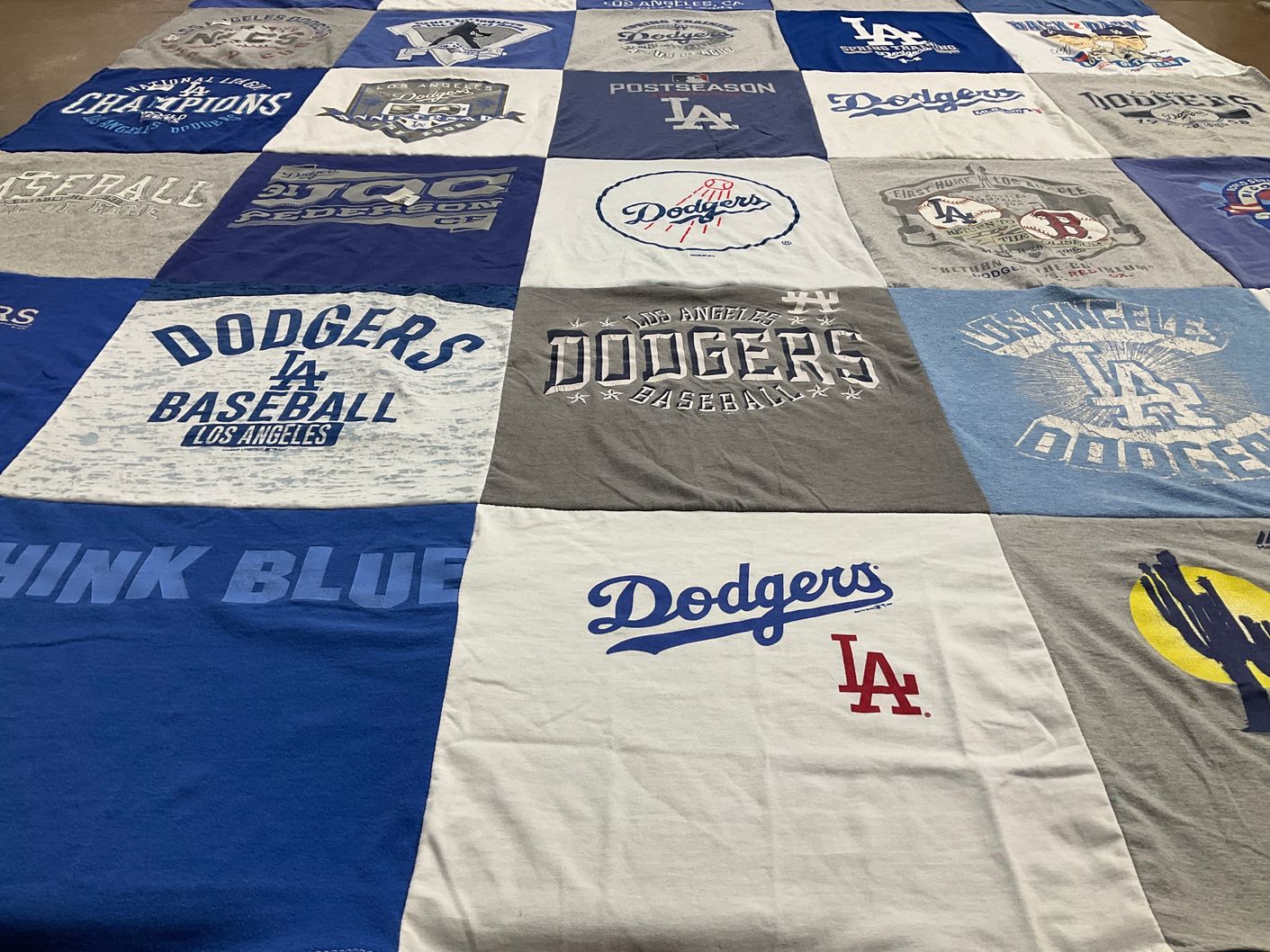 T-shirt quilt featuring los angeles dodgers by Louise from CA