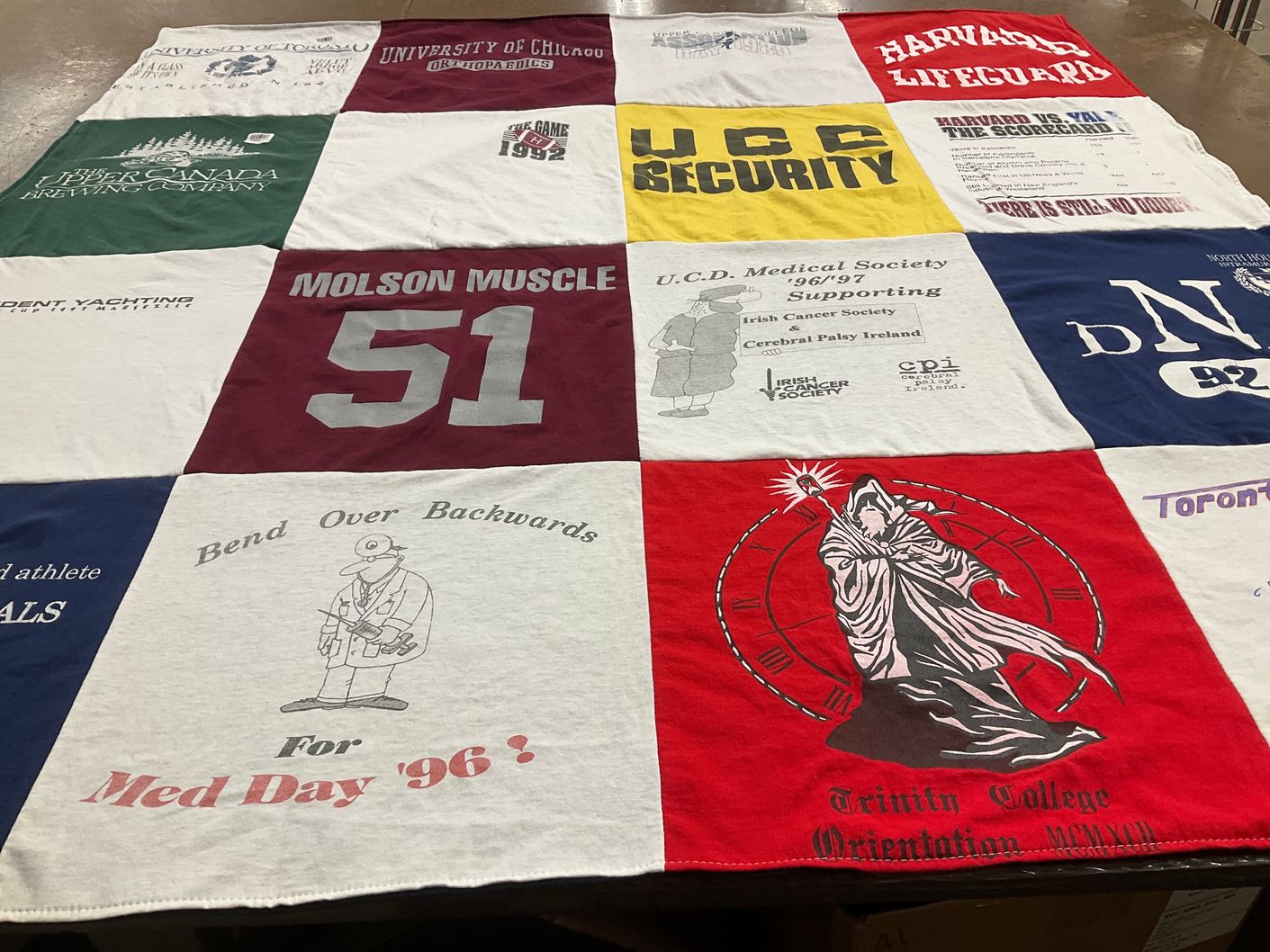 T-shirt quilt from university of chicago, trinity college by Neil from NH