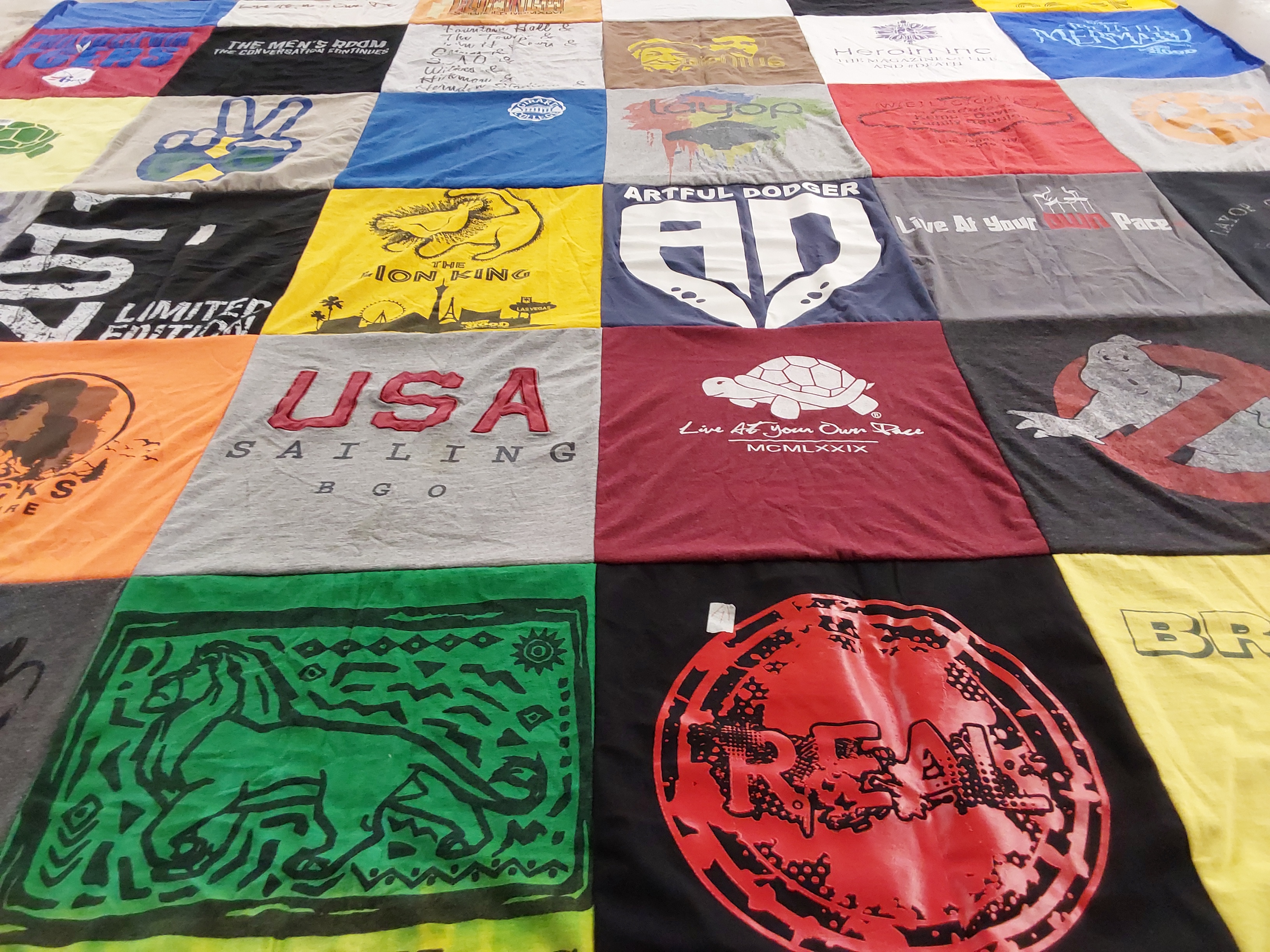 T-shirt quilt with sailing, art themes by Josh from NV