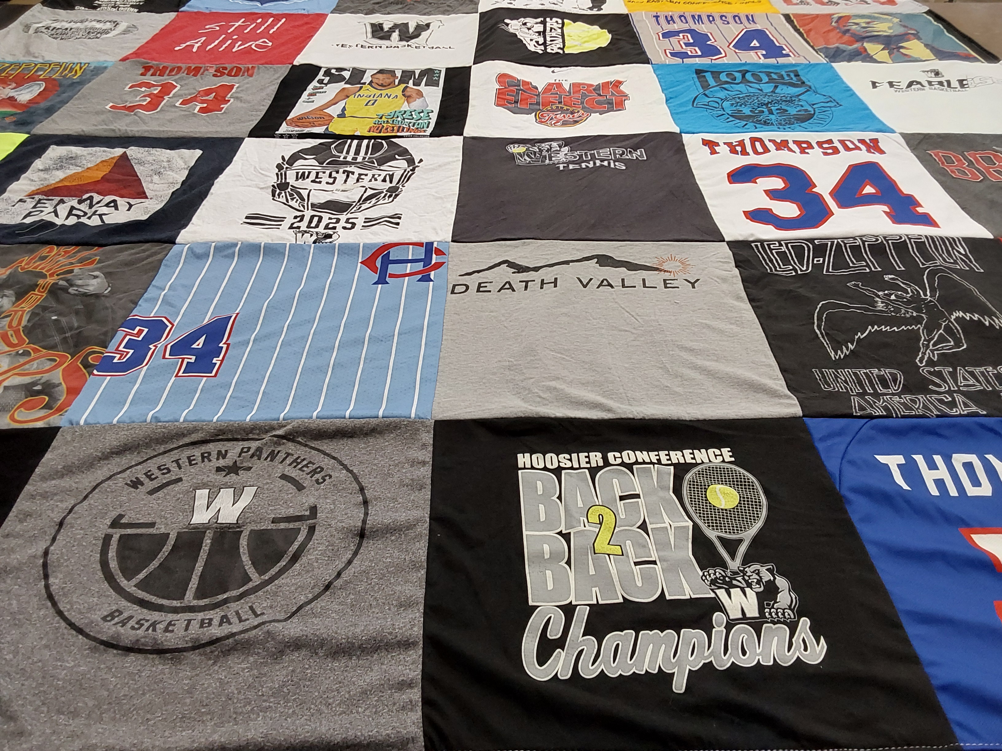 T-shirt quilt featuring western panthers basketball by Rhiannon from IN