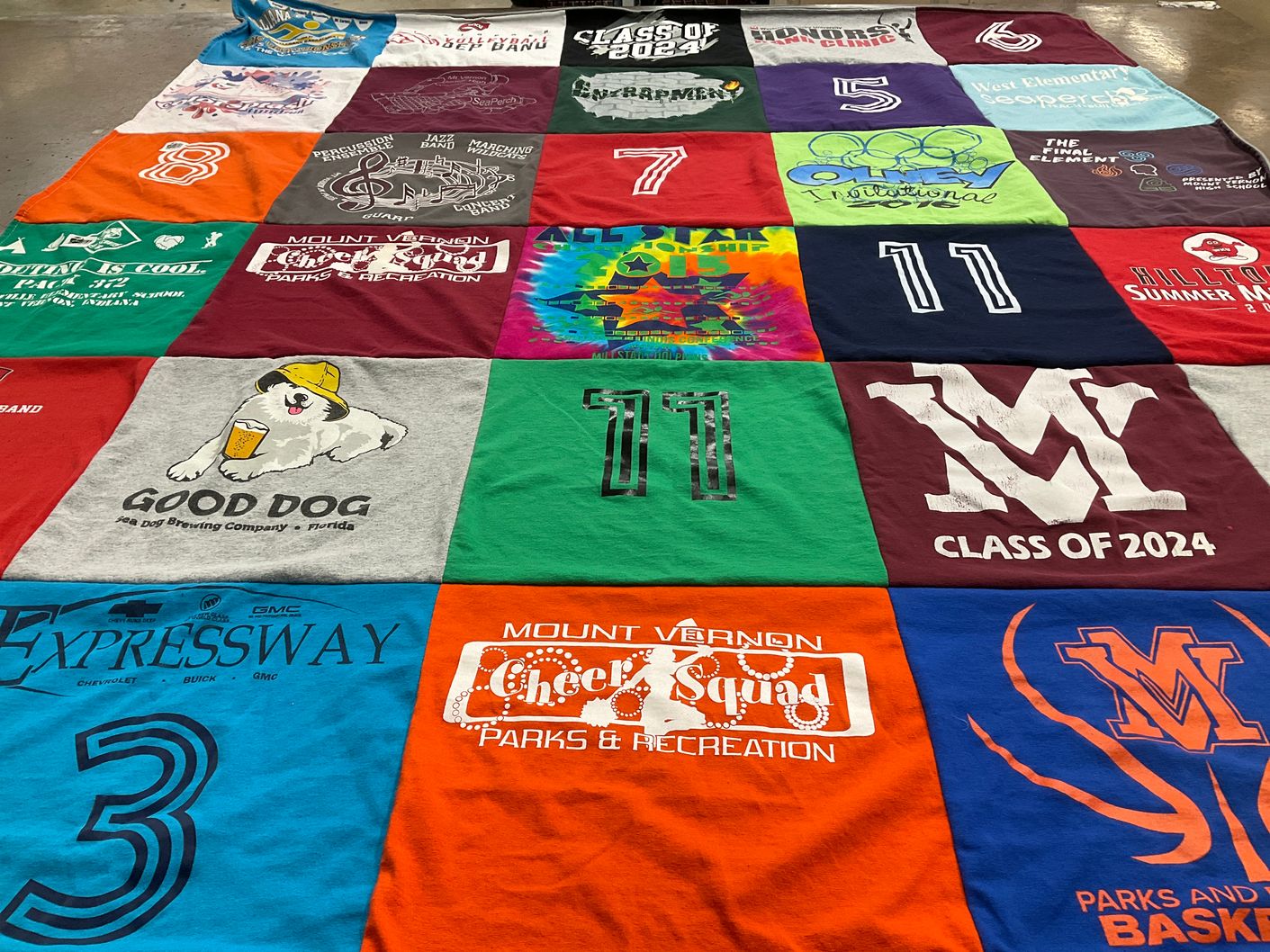 T-shirt quilt featuring mount vernon basketball by Kirsten from IN