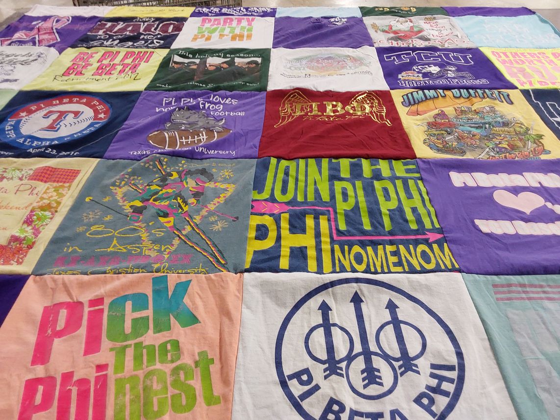 T-shirt quilt featuring texas christian university by Lauren from TX