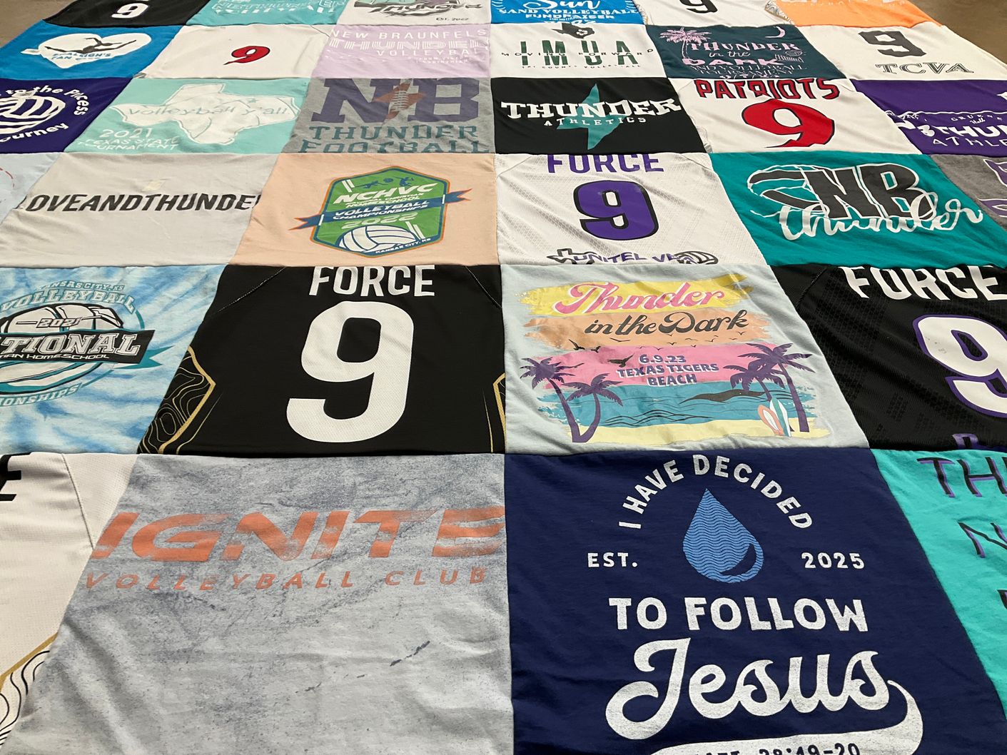 T-shirt quilt from new braunfels high school by Laura from TX