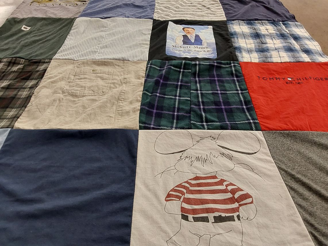 T-shirt quilt with fashion, art themes by Monica from CA