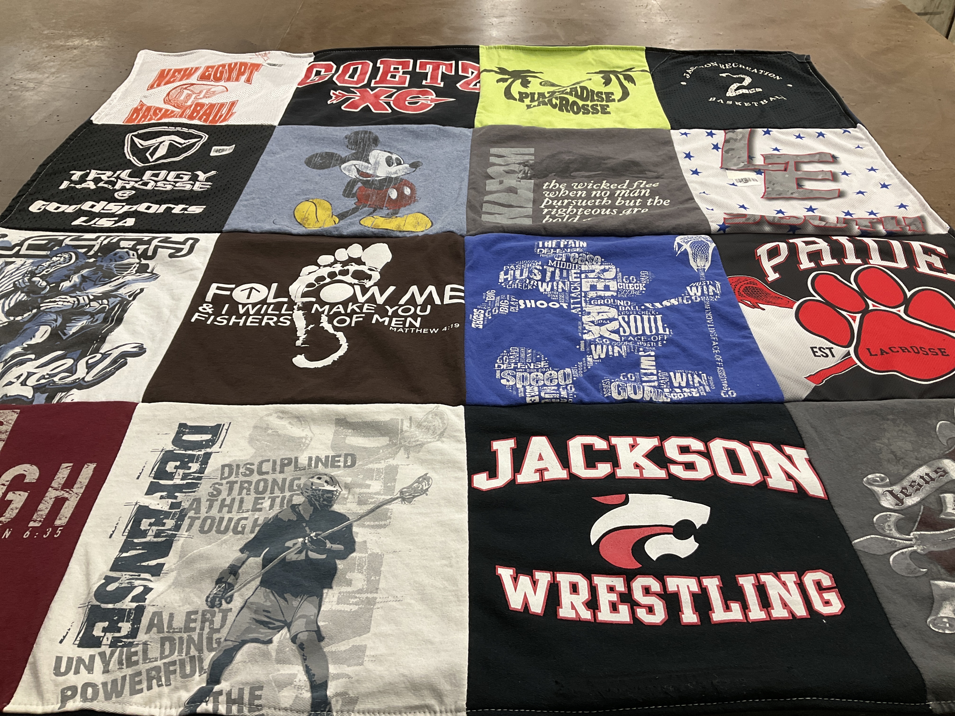 T-shirt quilt featuring jackson wrestling, trilogy lacrosse by Teresa from NJ