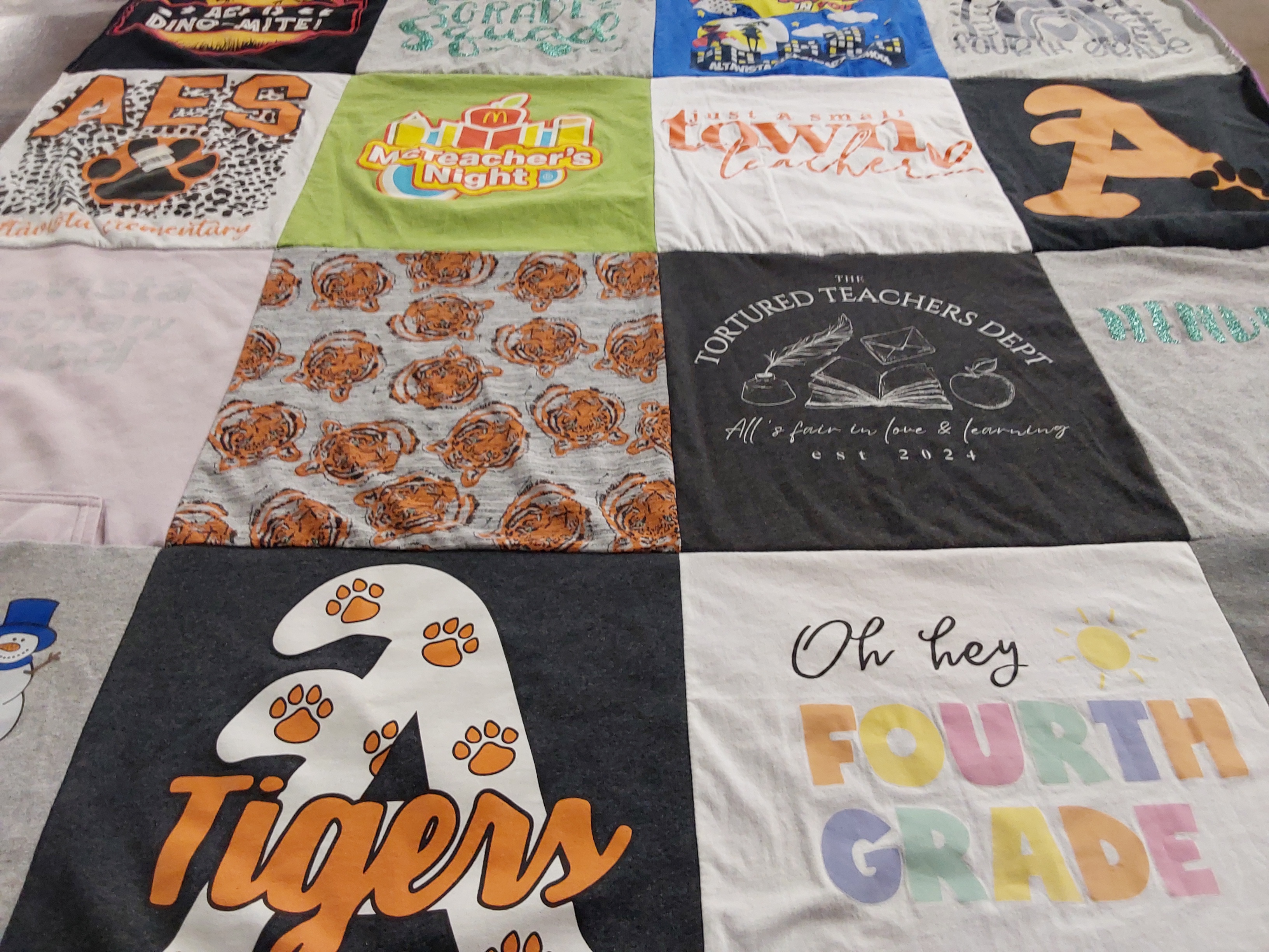 T-shirt quilt featuring taylor elementary school tigers by Marlo from VA