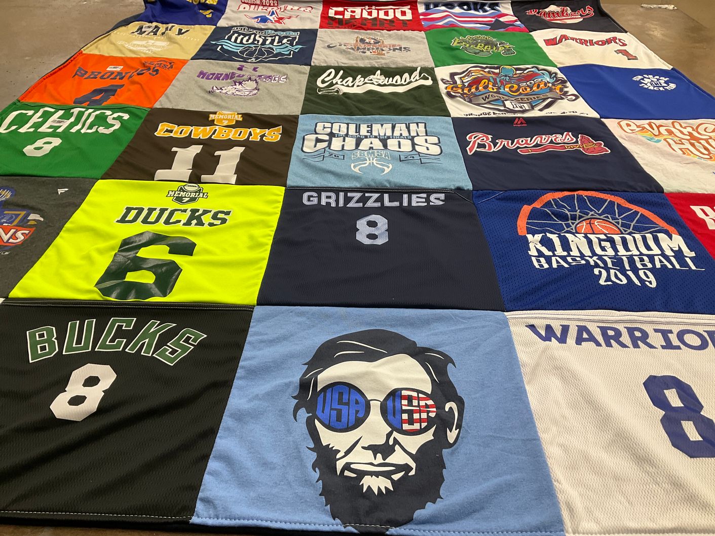 T-shirt quilt featuring bucks, celtics by Lindsey from TX
