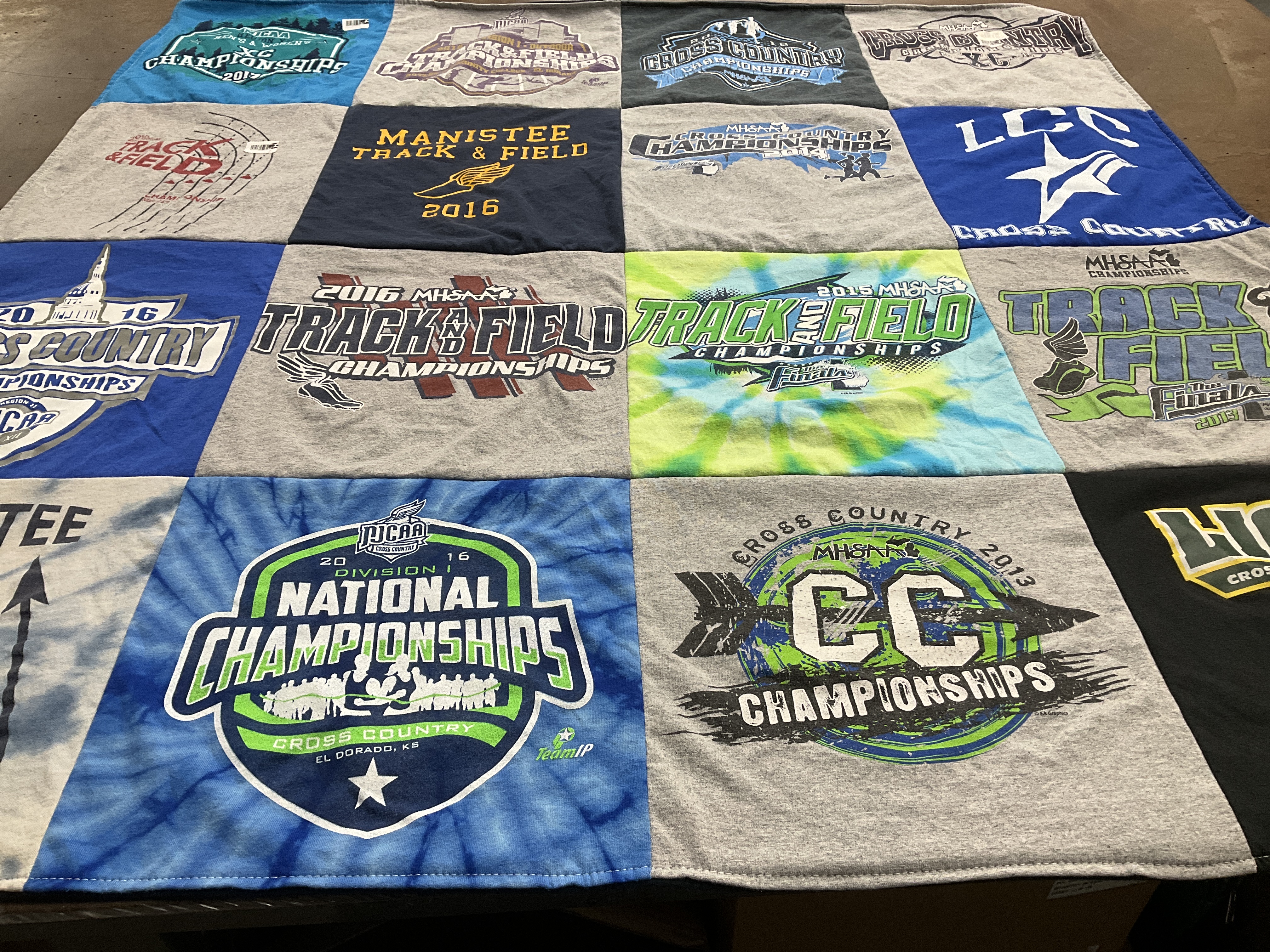T-shirt quilt from manistee high school, lcc by lori from ME