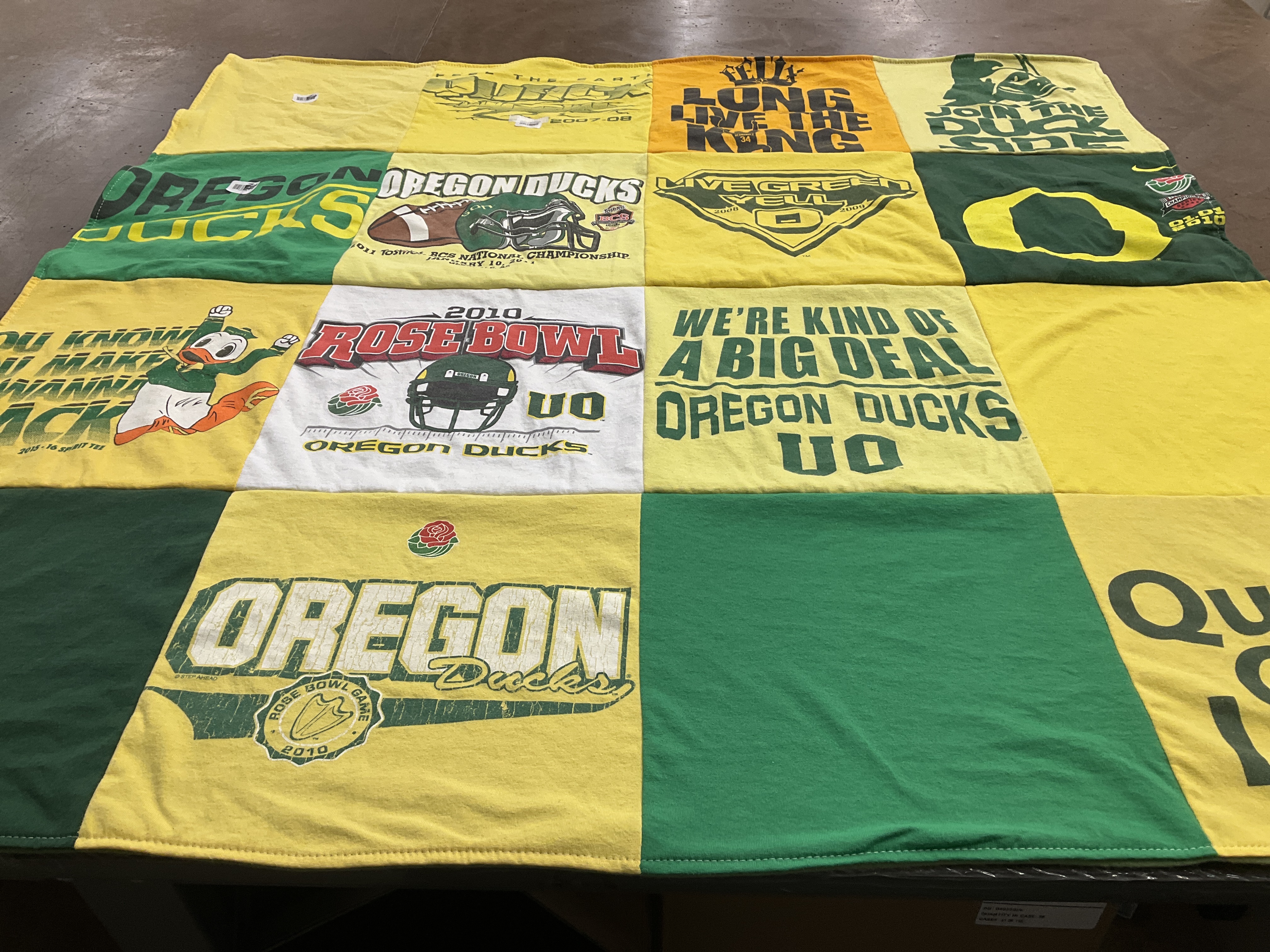 T-shirt quilt featuring oregon ducks by Marcie from OR