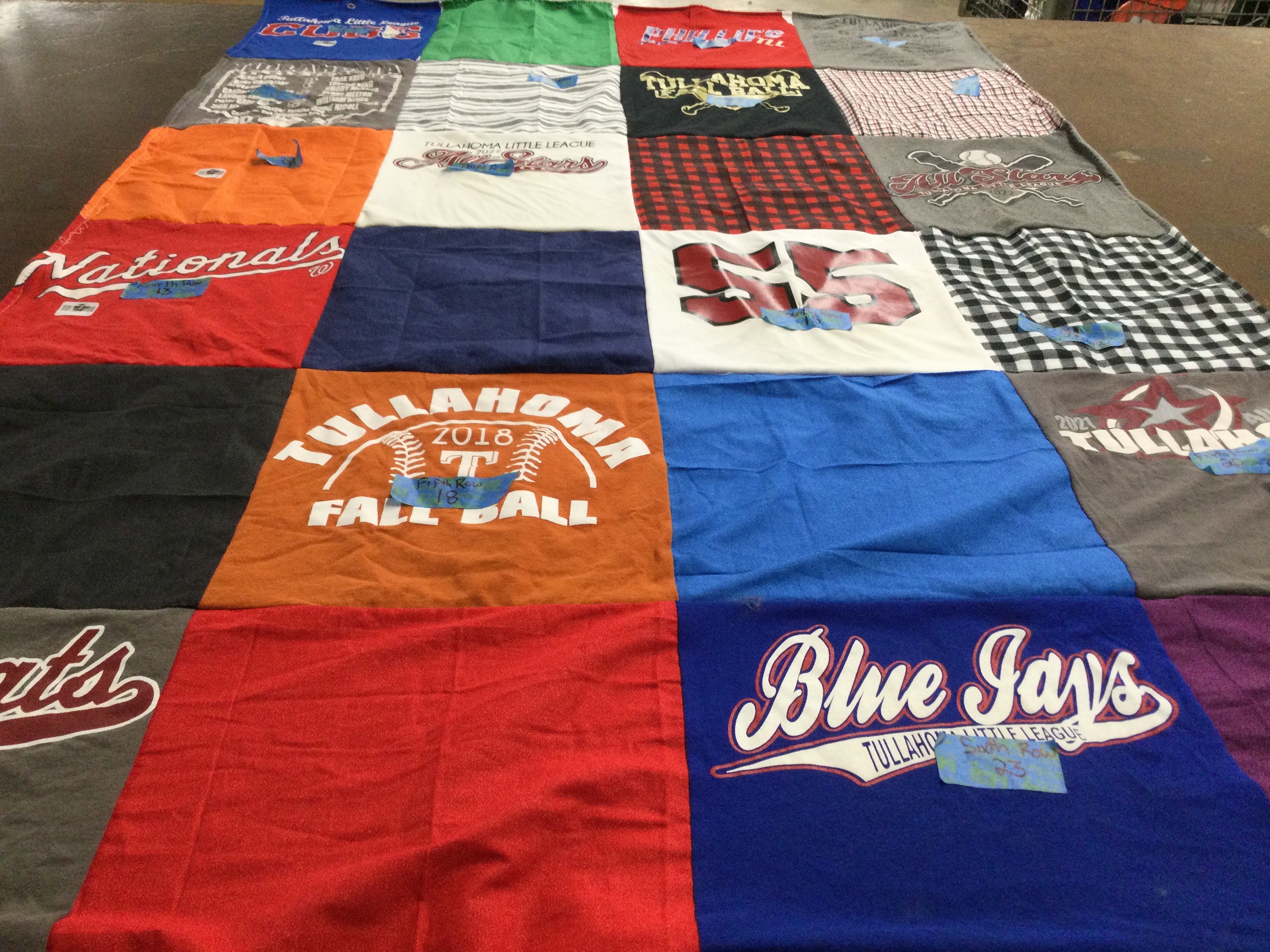 T-shirt quilt featuring tullahoma blue jays by Cathleen from TN