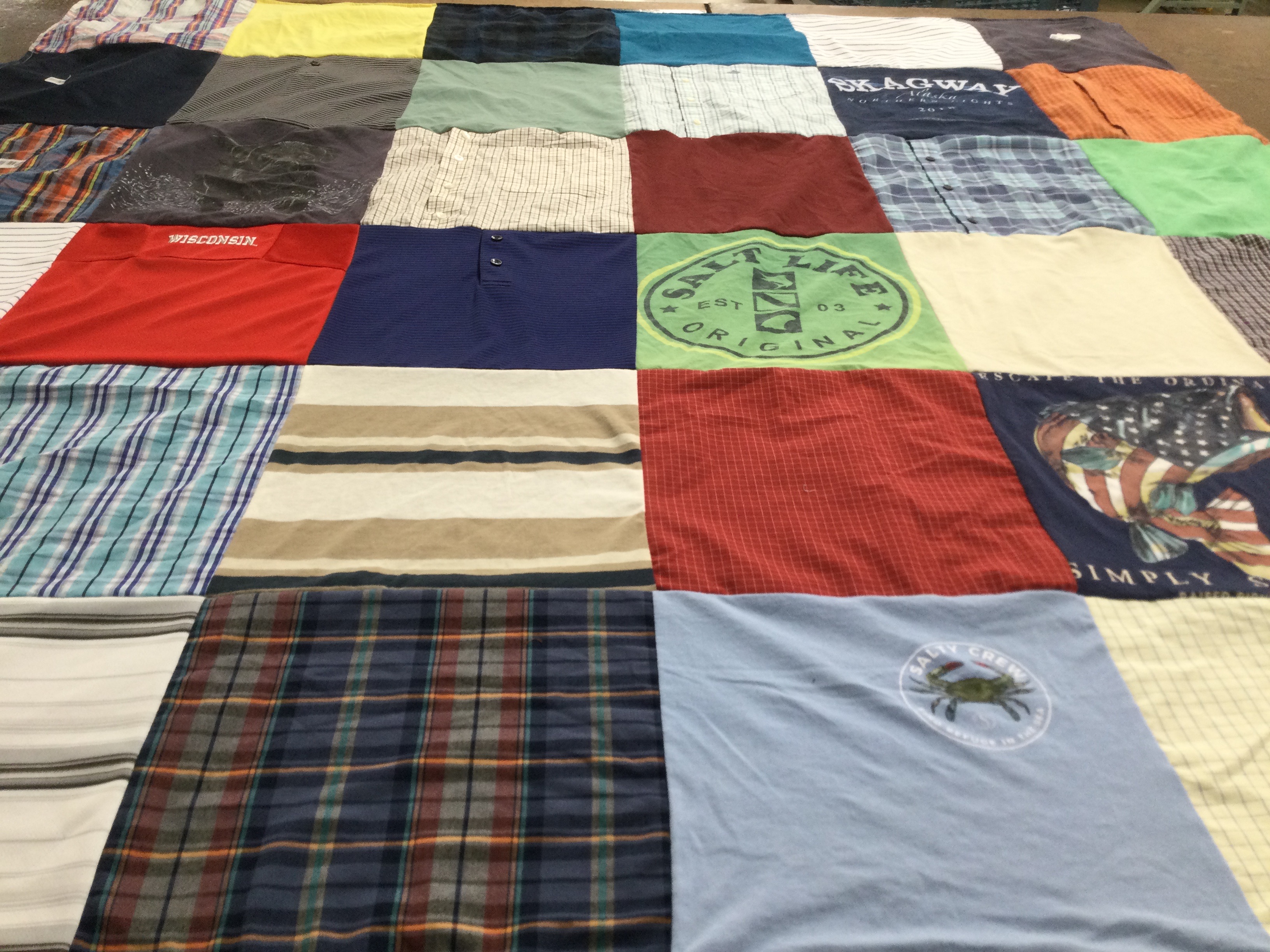 T-shirt quilt with outdoors, fishing themes by Barbara from MI