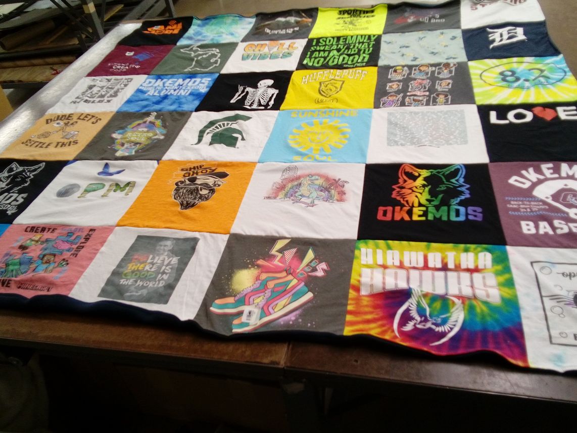 T-shirt quilt featuring okemos baseball, hiawatha hawks by Amy from MI