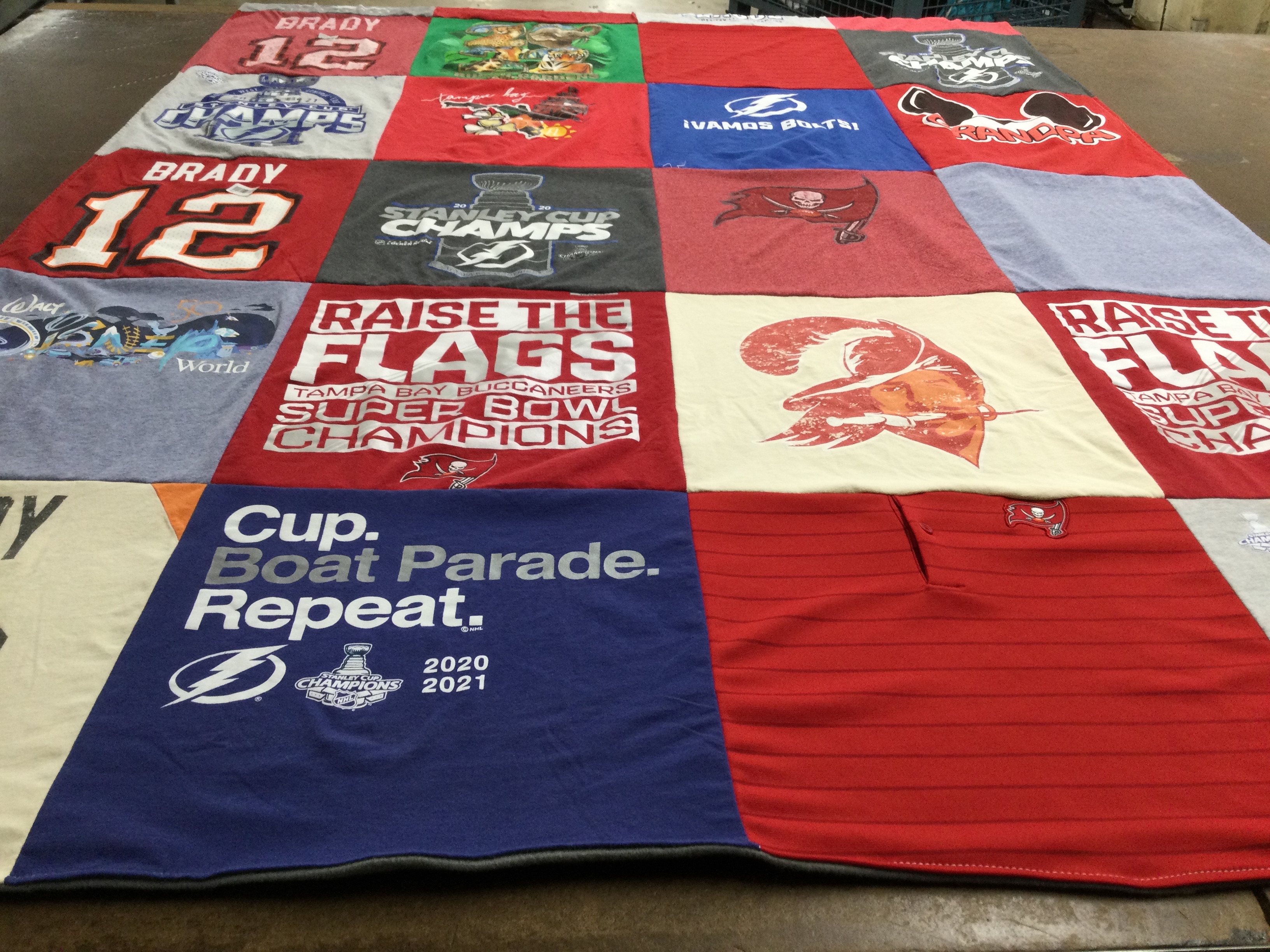 T-shirt quilt featuring tampa bay lightning, tampa bay buccaneers by Amy from VA