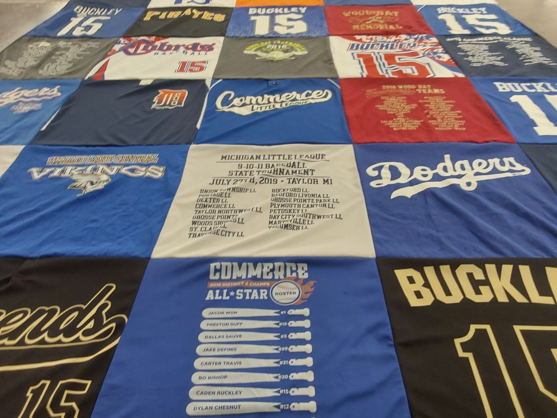 T-shirt quilt featuring commerce little league, viking by Kelly from MI