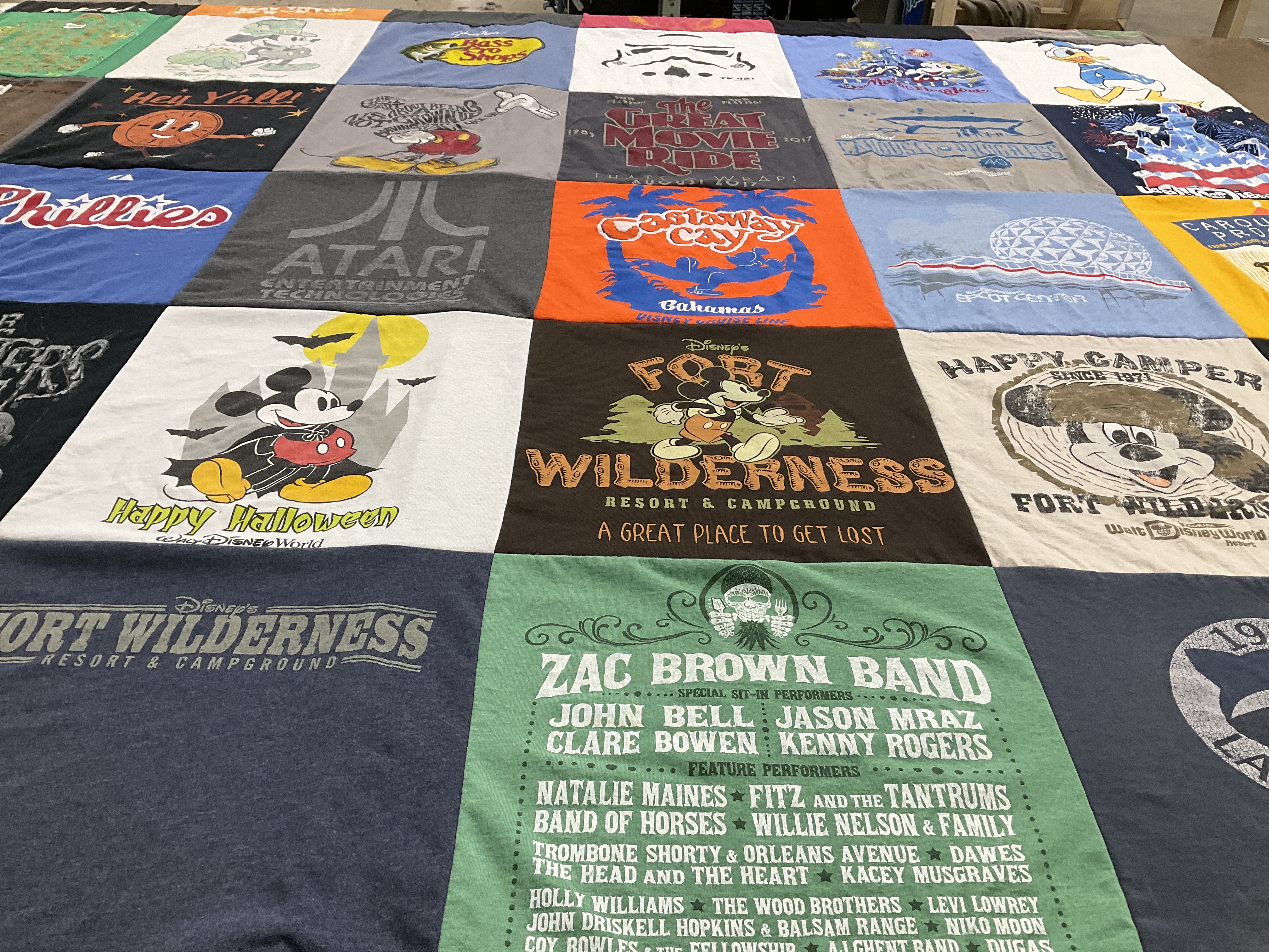 T-shirt quilt with disney, music themes by Michael from FL